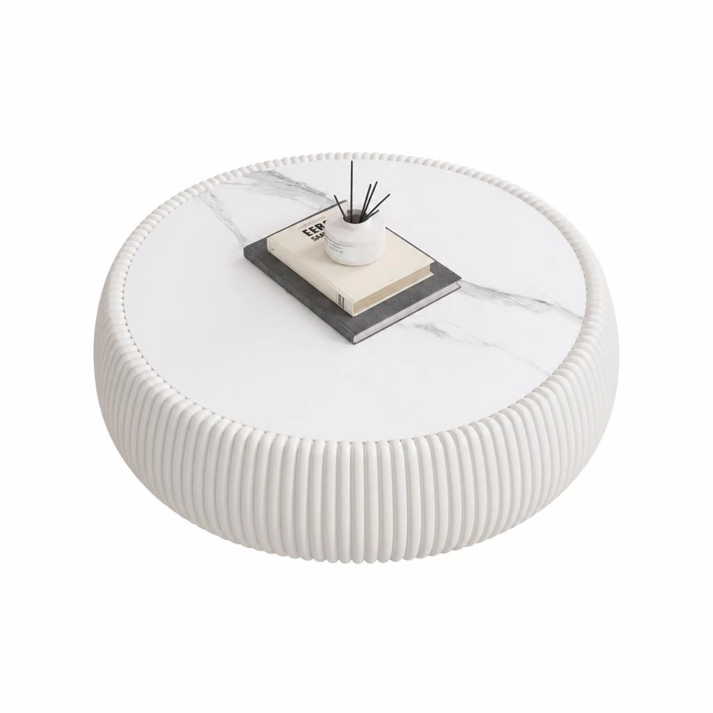 GOODSILO Round Low Profile Multi Material Accent Table