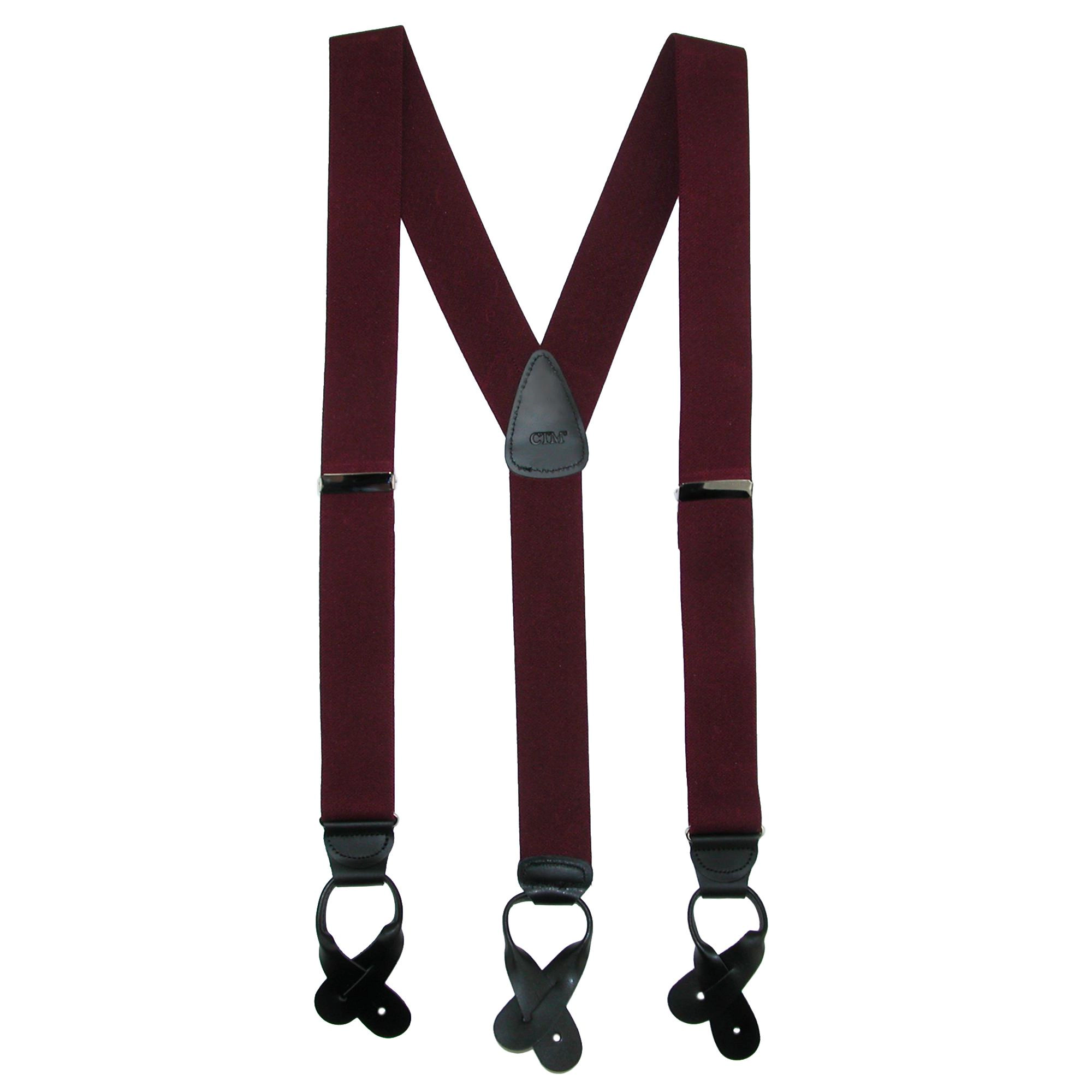 CTM® Men's Big & Tall Elastic Button End Dress Suspenders w Silver Hardware