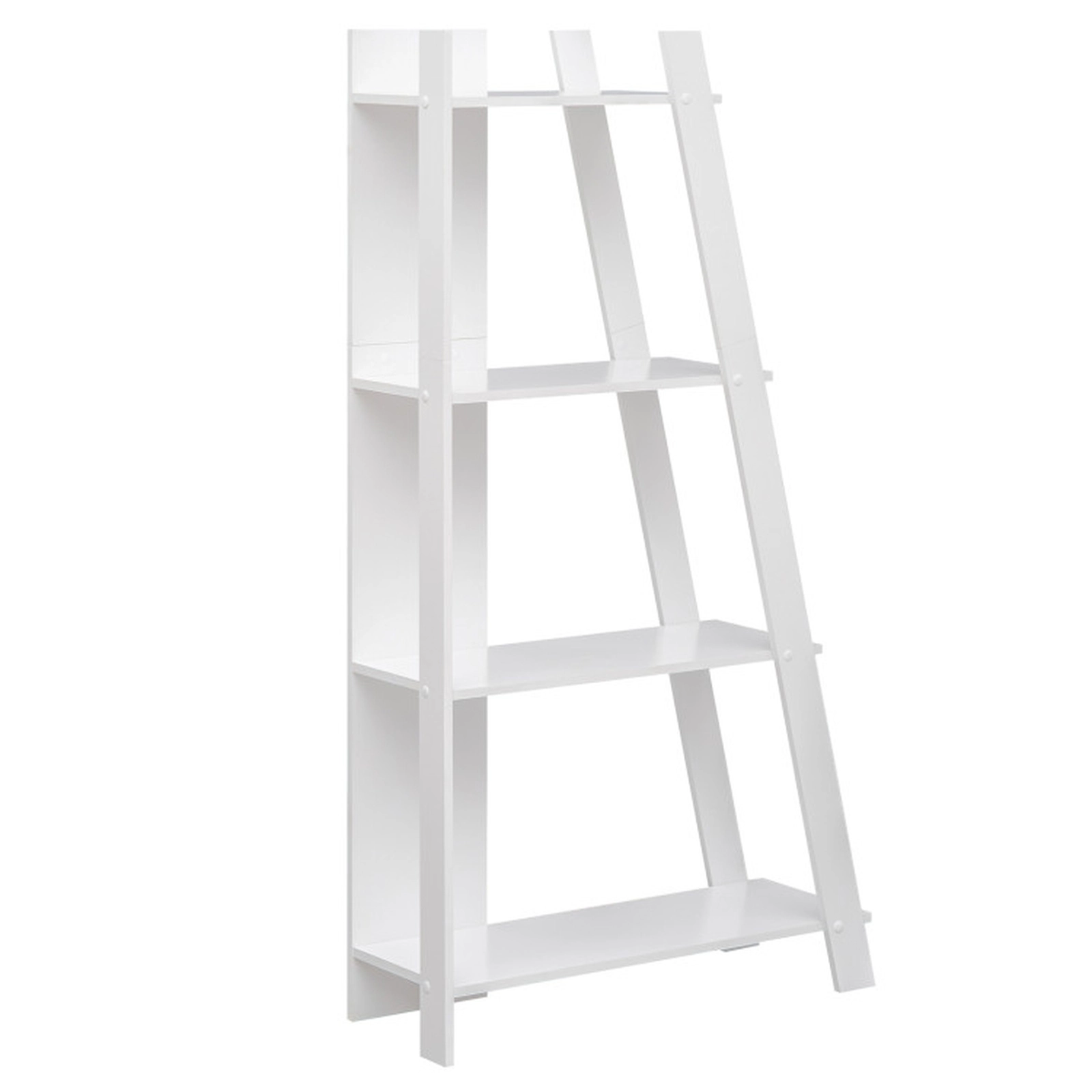 SUGIFT 4-Tier Modern Wooden Vertical Bookshelf 61-in Tall with 51-lb Shelves 203-lb Total Capacity White for Small Space