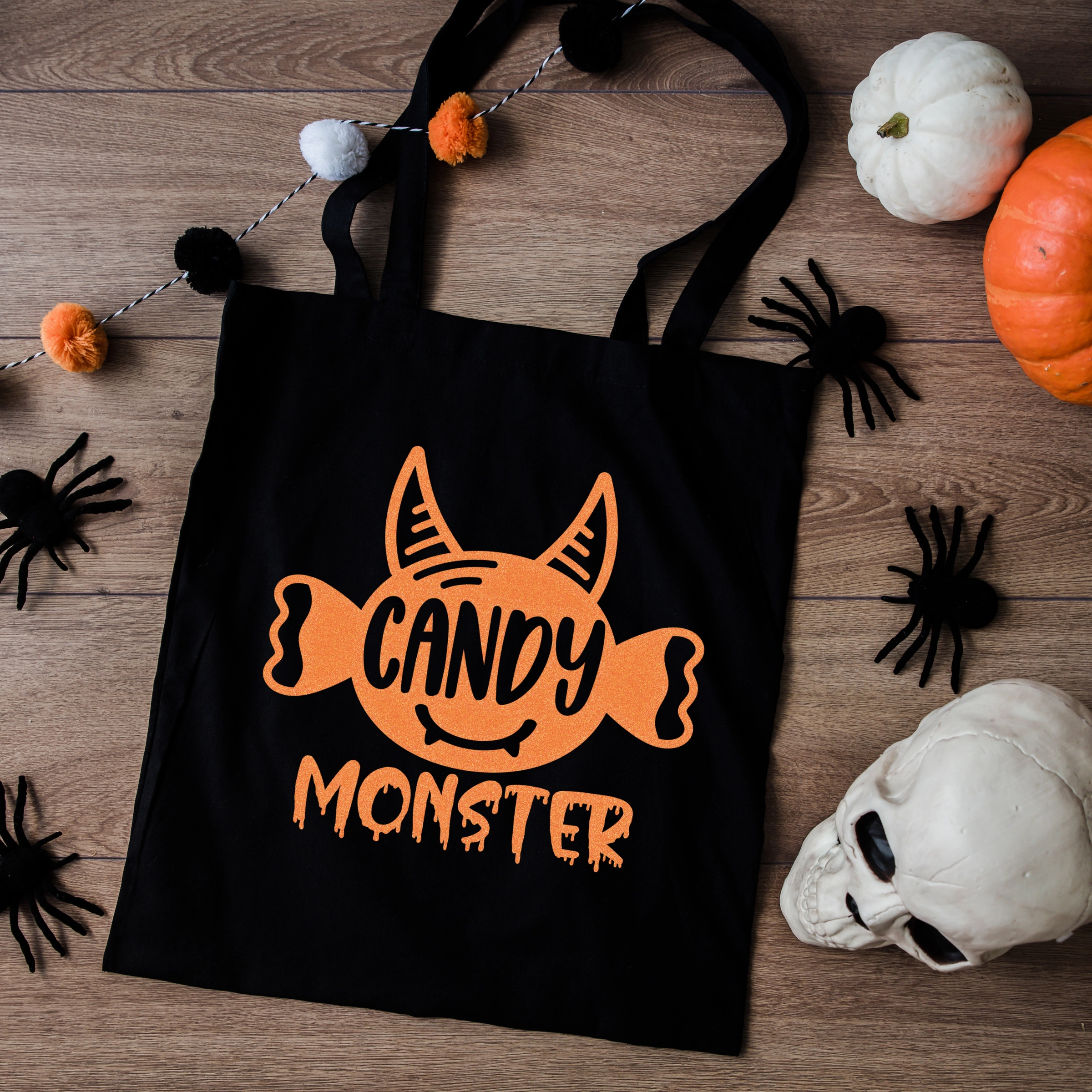 Simply Sage Market - Canvas Tote Candy Monster Horns Glitter