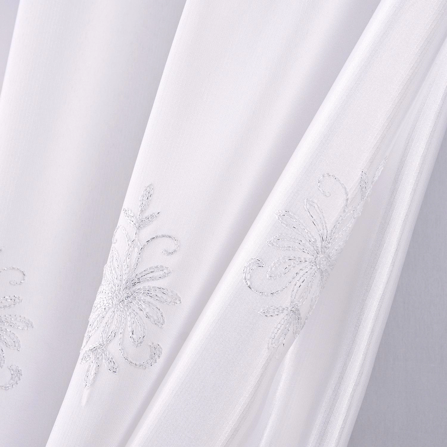 RT Designers Collection Donna Macrame Construction 3" Rod Pocket Curtain Panel 54" x 90" White