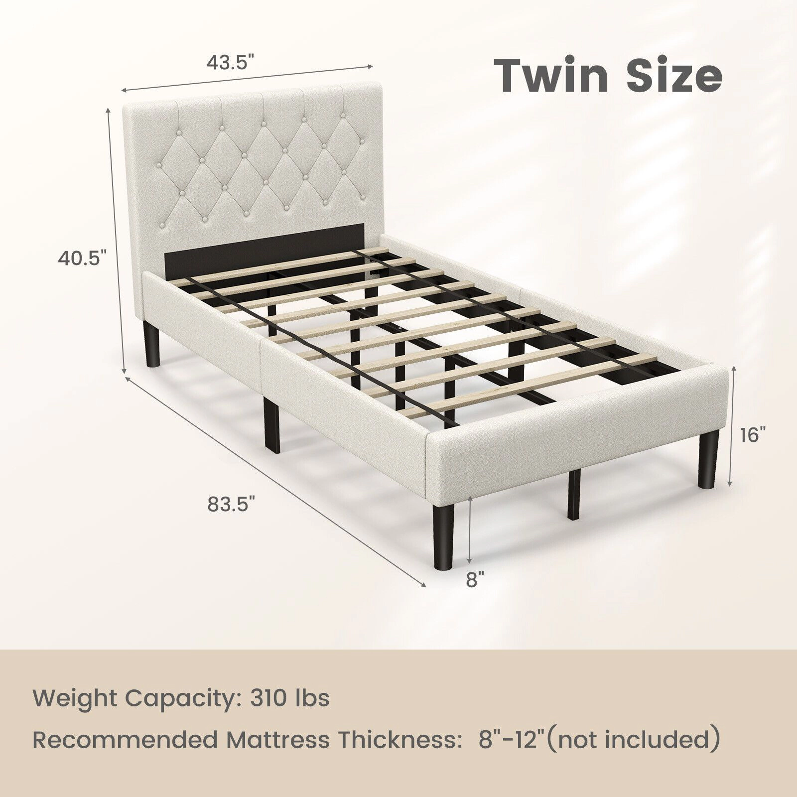 SlickBlue Modern Bed Frame with Wooden Slats and Under Bed Storage