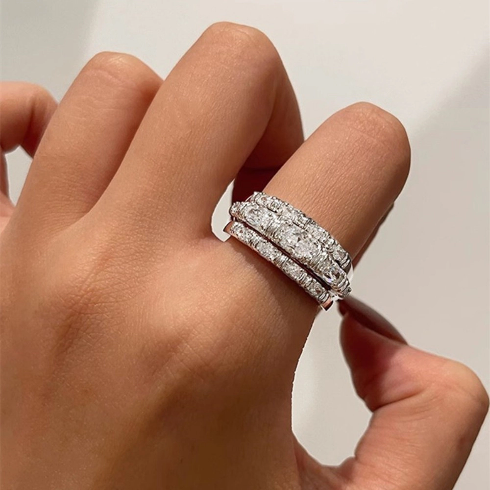 3pcs Women's Sparkling Cubic Zirconia Elegant Exquisite Ring