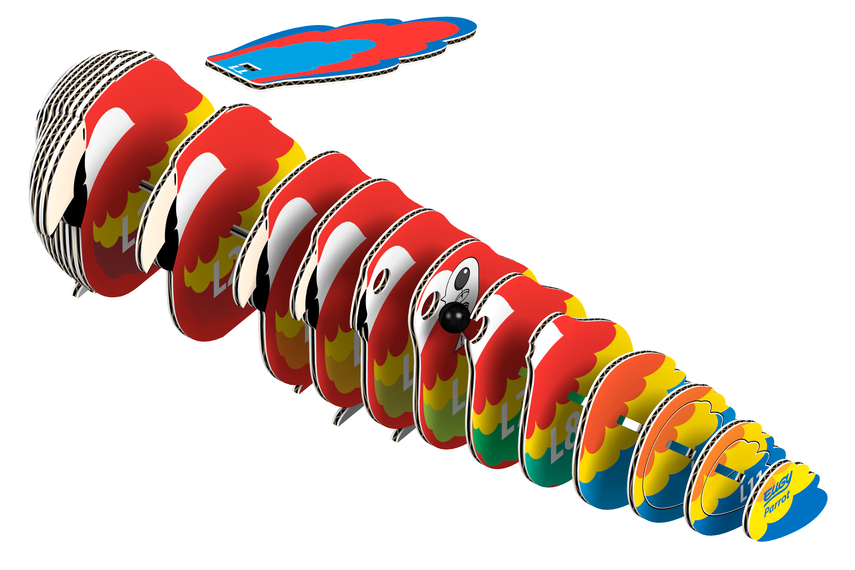 EUGY Parrot 3D Puzzle - contains 25 puzzle pieces