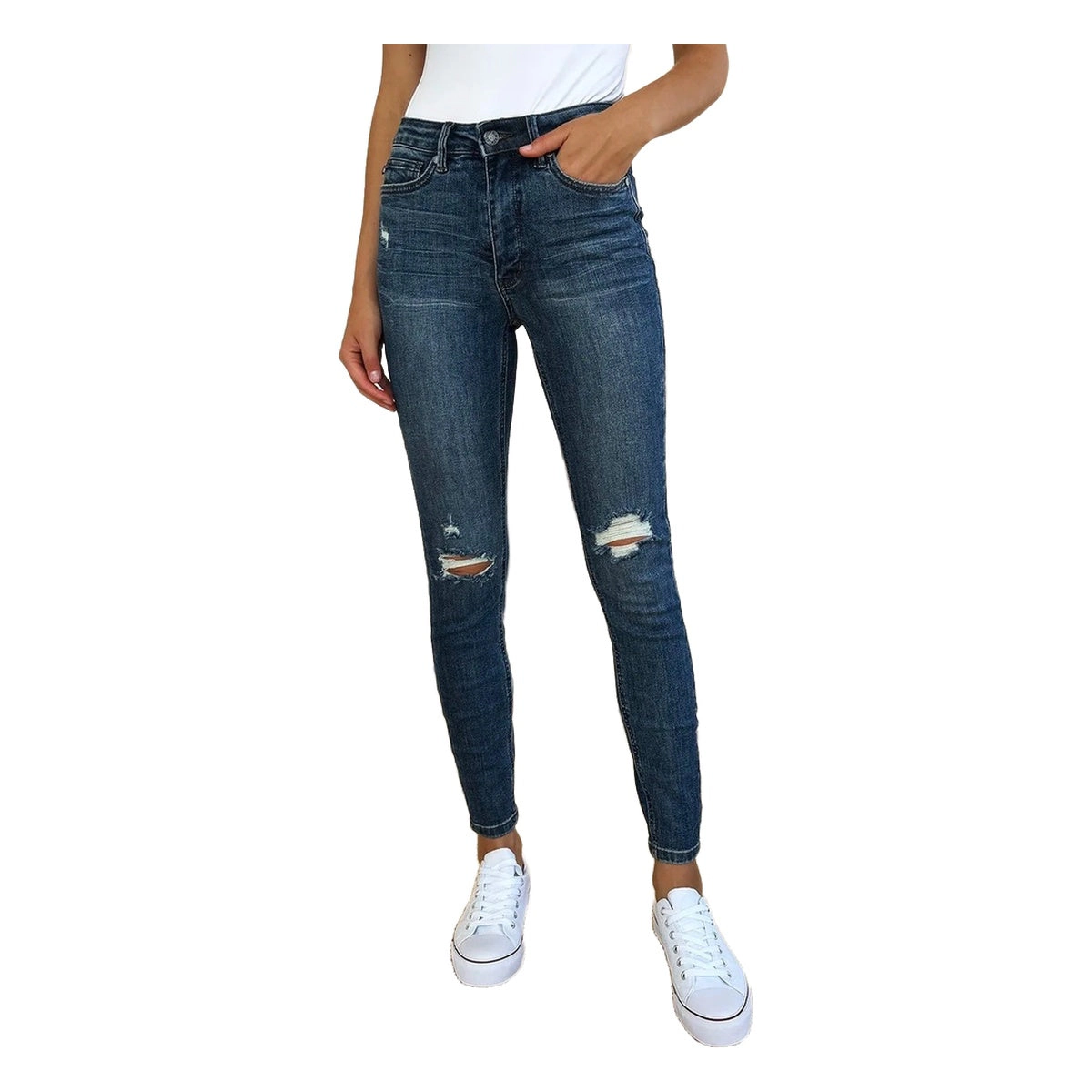 Judy Blue Full Mid Waist Distressed Slim Jeans