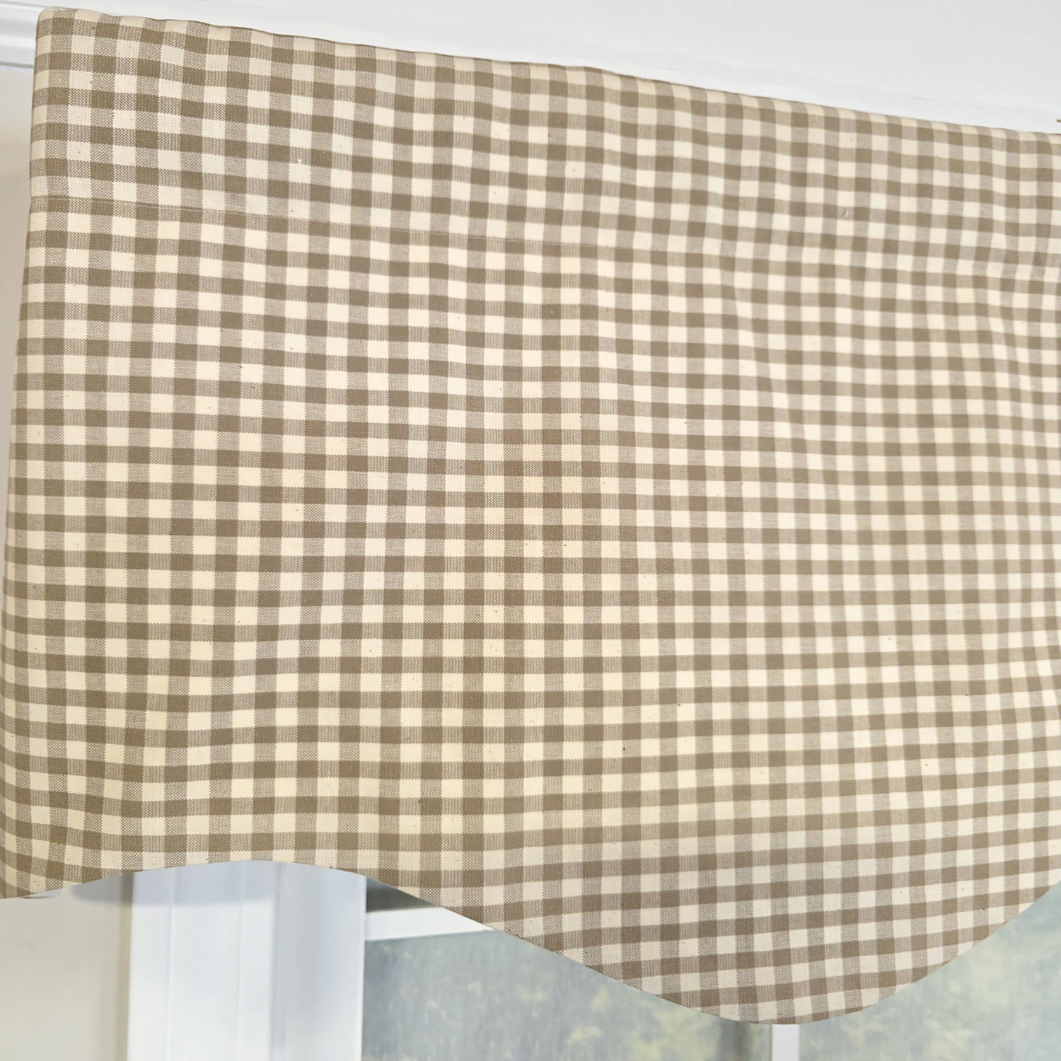 RLF Home 100% Cotton Gingham Regal With Poly/Cotton Ivory lining Rod Pocket Valance 50" x 15" Tan