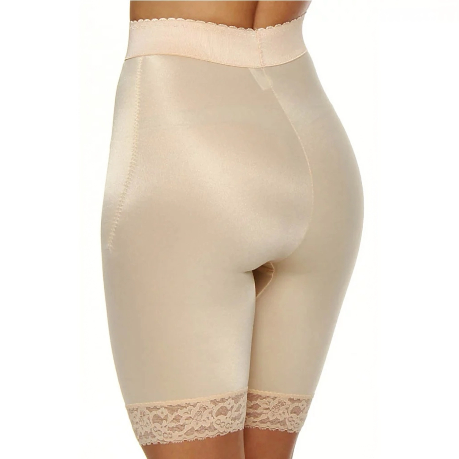 Rago High Waist Light Shaping Bike Short | Satin 4-Way Stretch with Built-In Panty Style 518