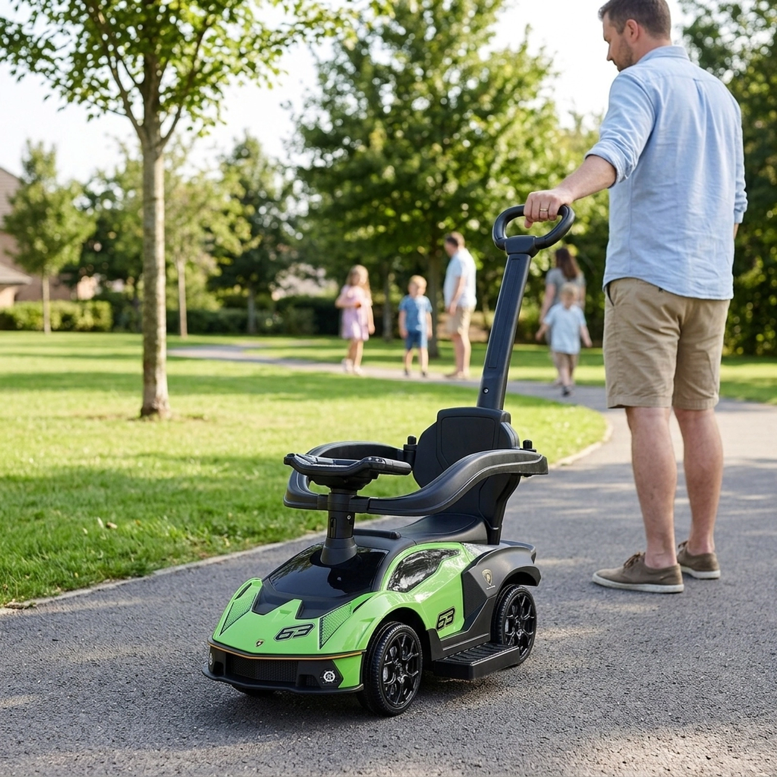3-in-1 Ride on Push Car Toddlers 1-3 Parent Handle Guardrail Under Seat Storage Baby Walker Stroller 55-lb Capacity