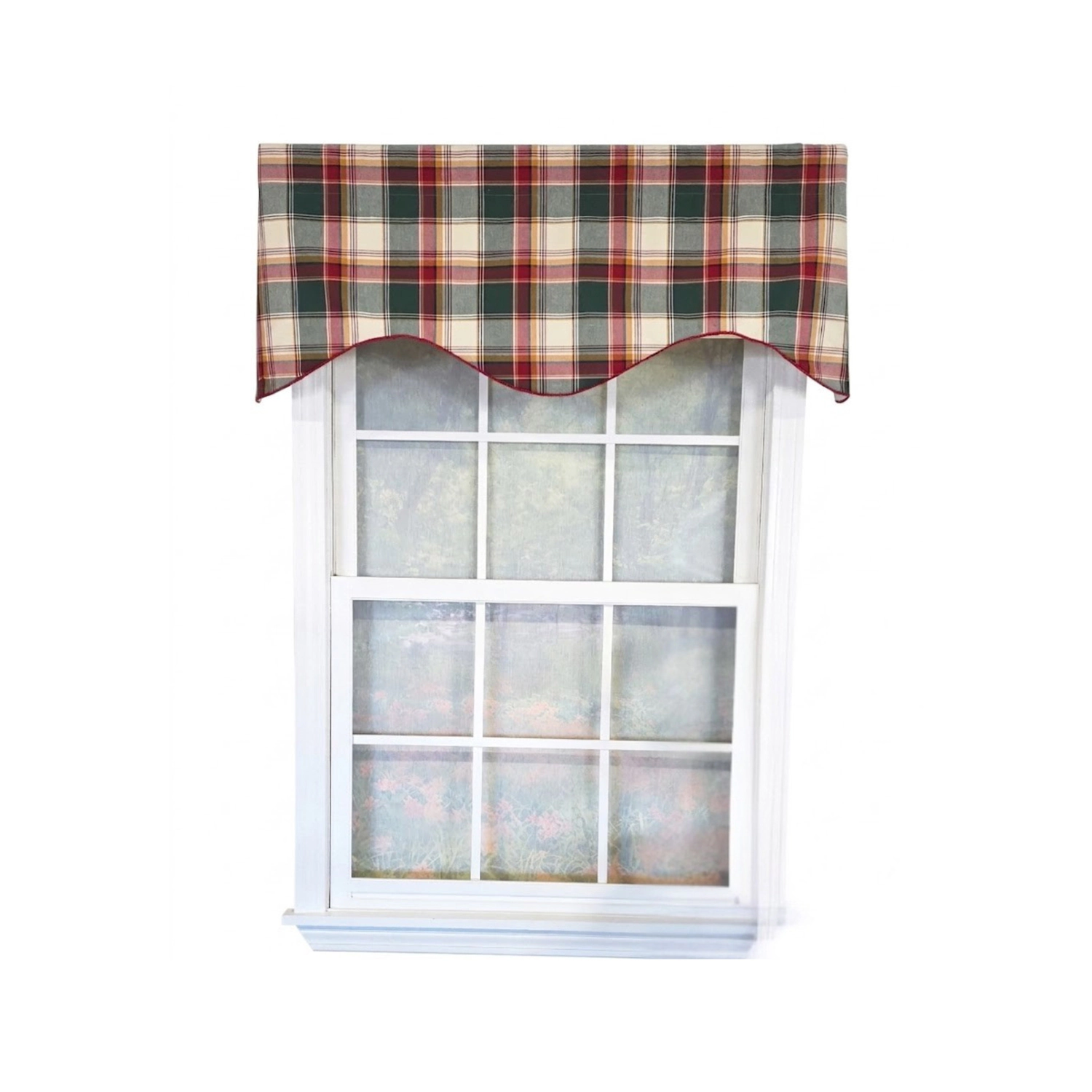 RLF Home Cabin Plaid Cornice Window Valance 100% Cotton Lined Rod Pocket 50" x 17" Multi