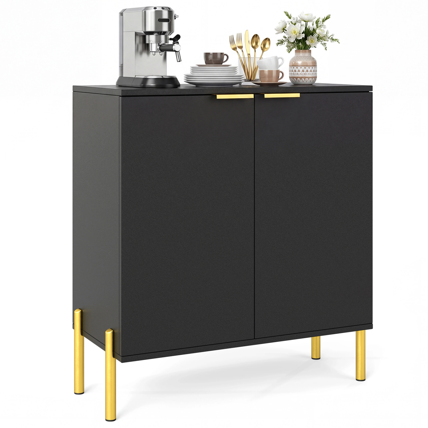 Glintex 27.5-Inch 2-Door Buffet Cabinet with Metal Legs and 135-Lb Top