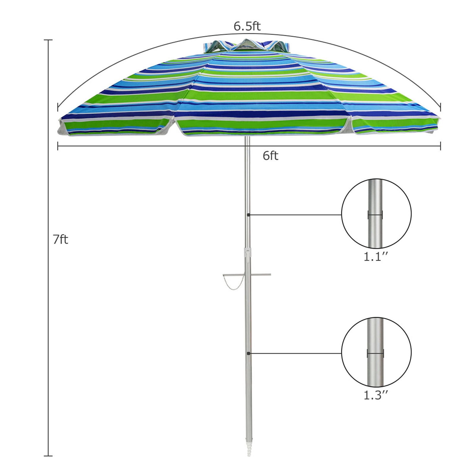 SUGIFT 6.5 ft UPF 50+ Canopy Tilt Mechanism and Carry Bag Beach Umbrella