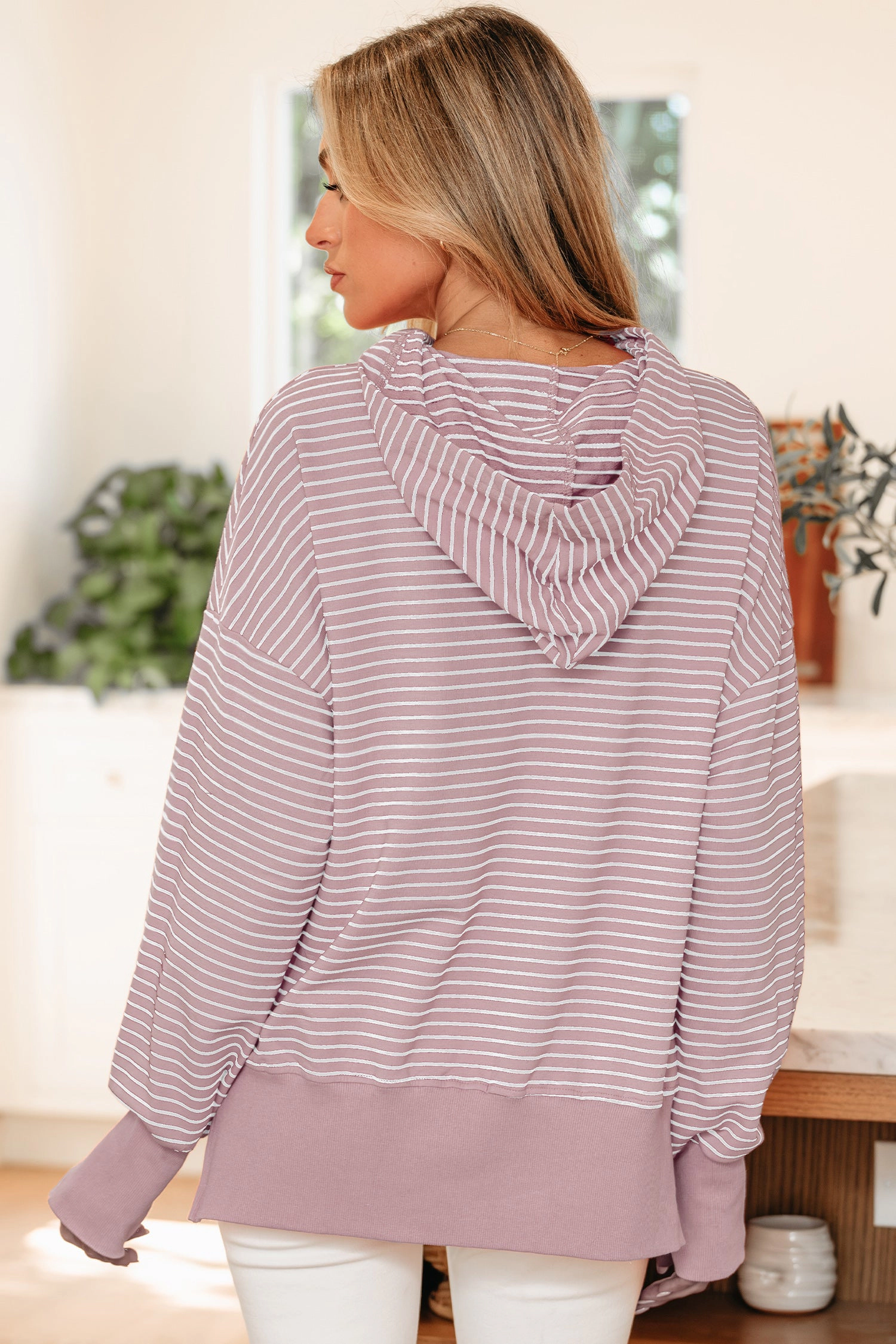 Threaded Pear Women's Addilyn Shoulder Loose Fit Hoodie