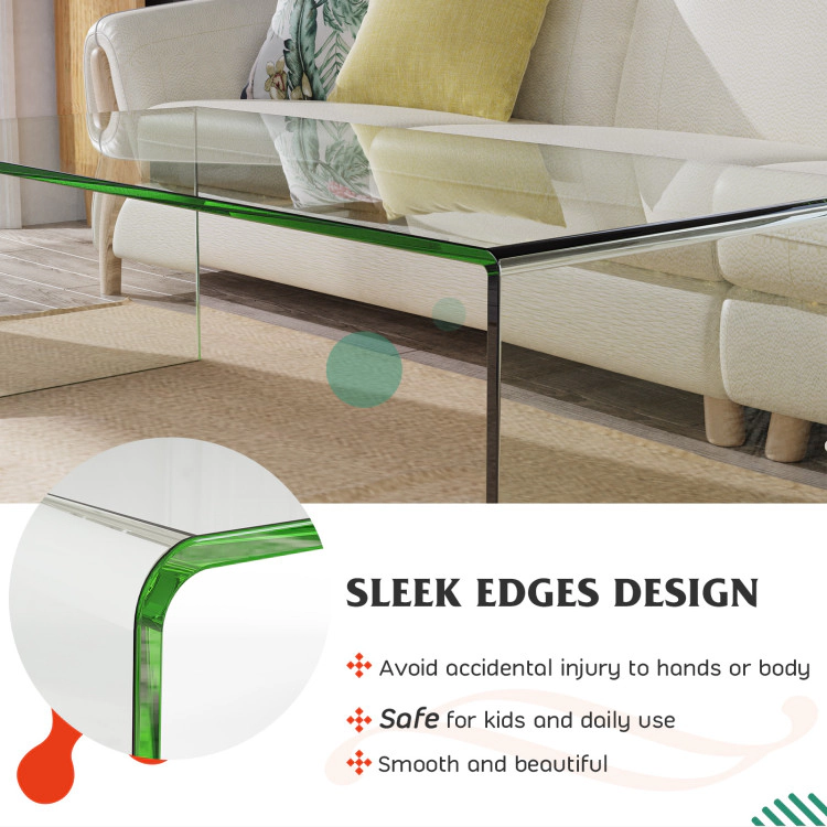 Hivvago Modern Clear Glass Center Table 42.5-Inch with Soft Corner Detailing