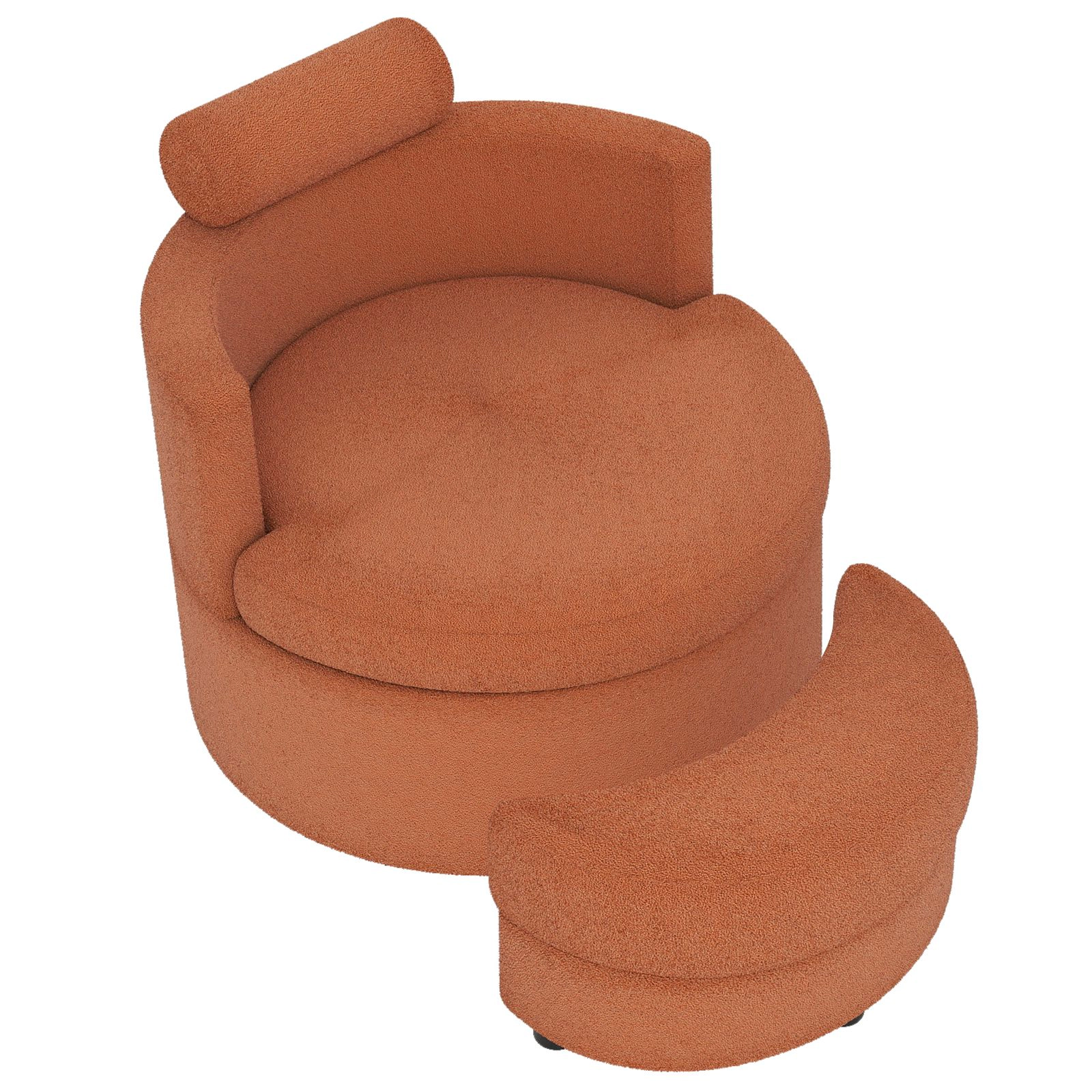 SlickBlue Unisex 360° Swivel Barrel Chair with Storage Ottoman