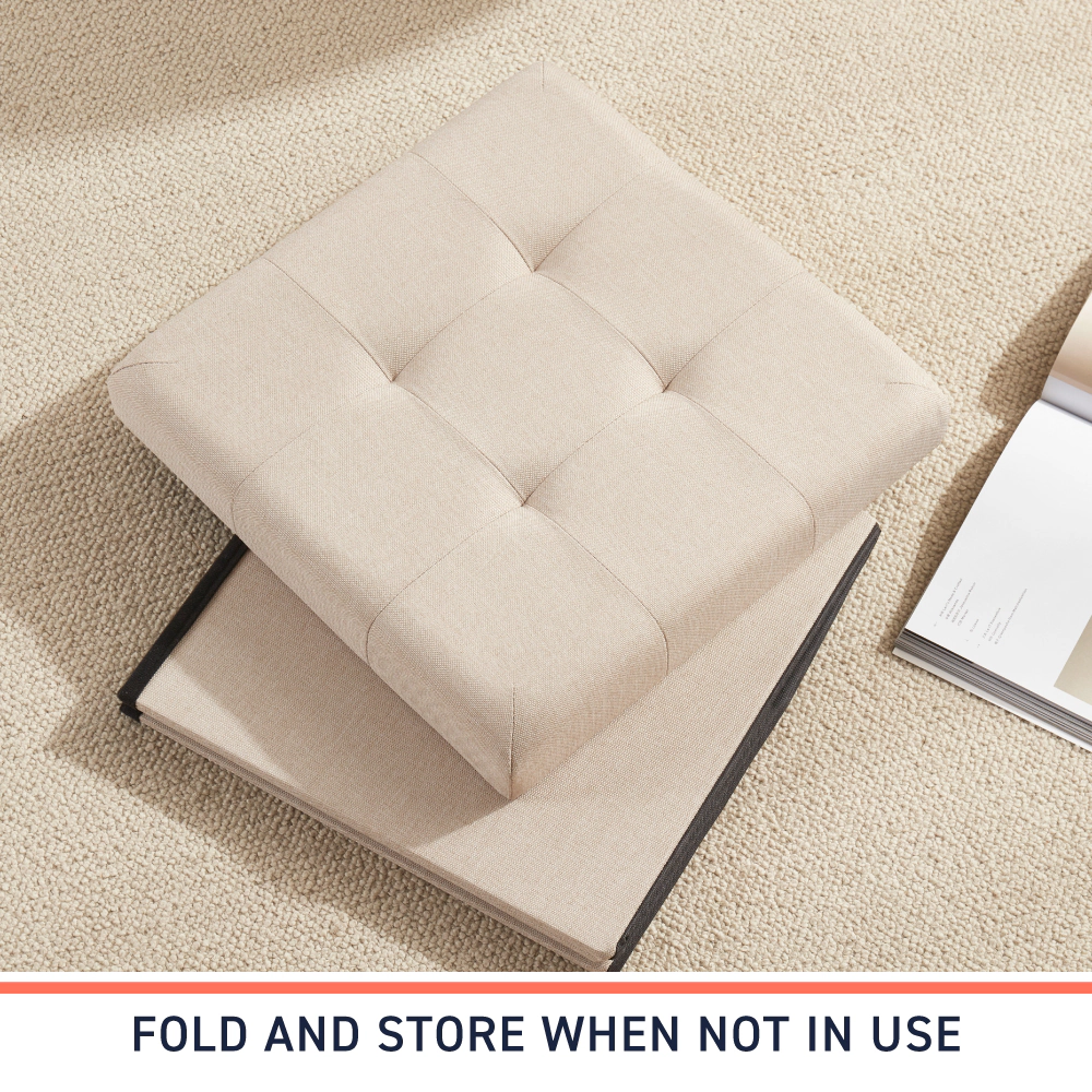 Ornavo Home 2 Pack - 15" Collapsible Square Cube Storage Ottoman, Perfect for Dorms, Livingroom and Bedroom