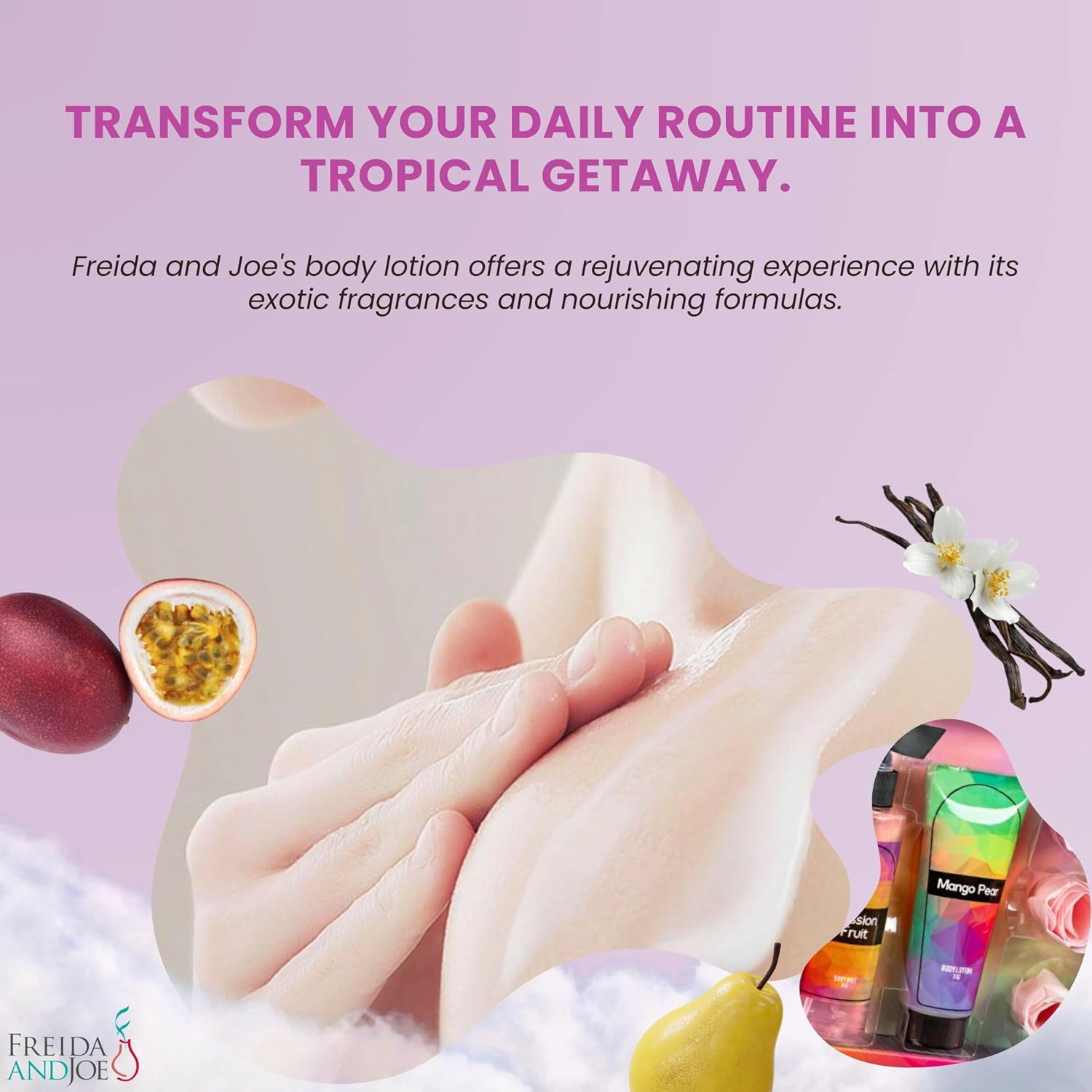 Freida and Joe Women Tropical Passion Fruit, Vanilla, Mango Body Splash Set Valentine's Gift