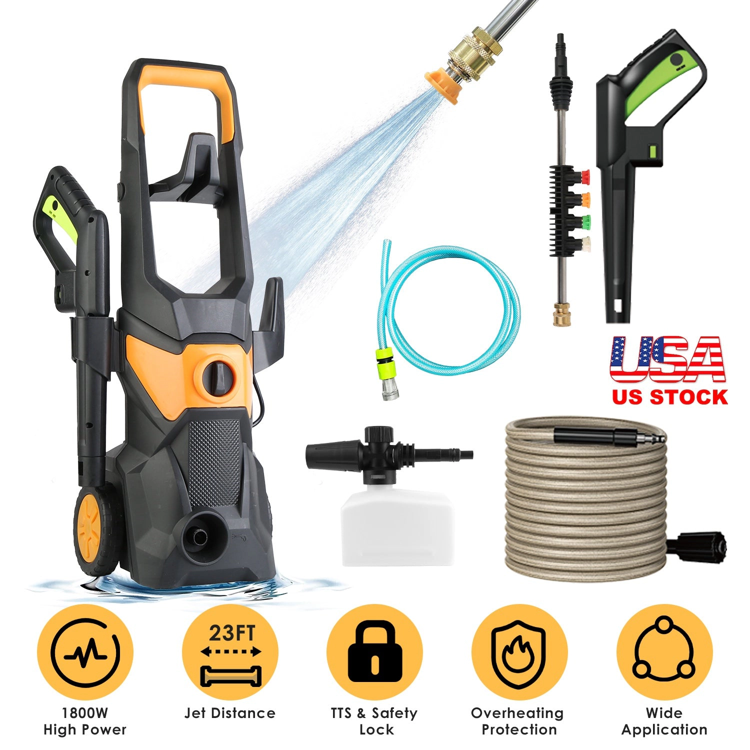 GBruno 1800W Electric Pressure Washer 4200PSI
