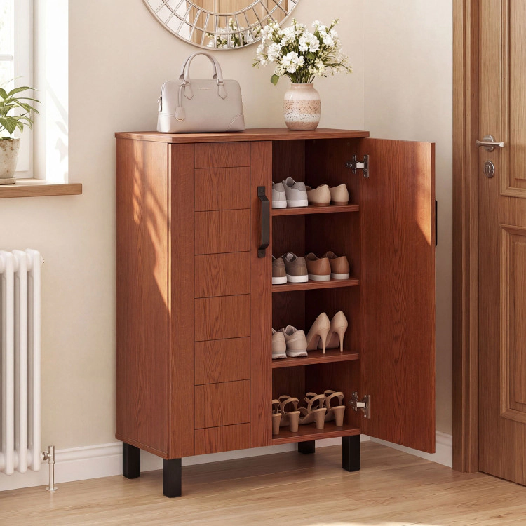 Hivvago 5-Tier Shoe Storage Cabinet Freestanding Wooden Shoe Rack Organizer