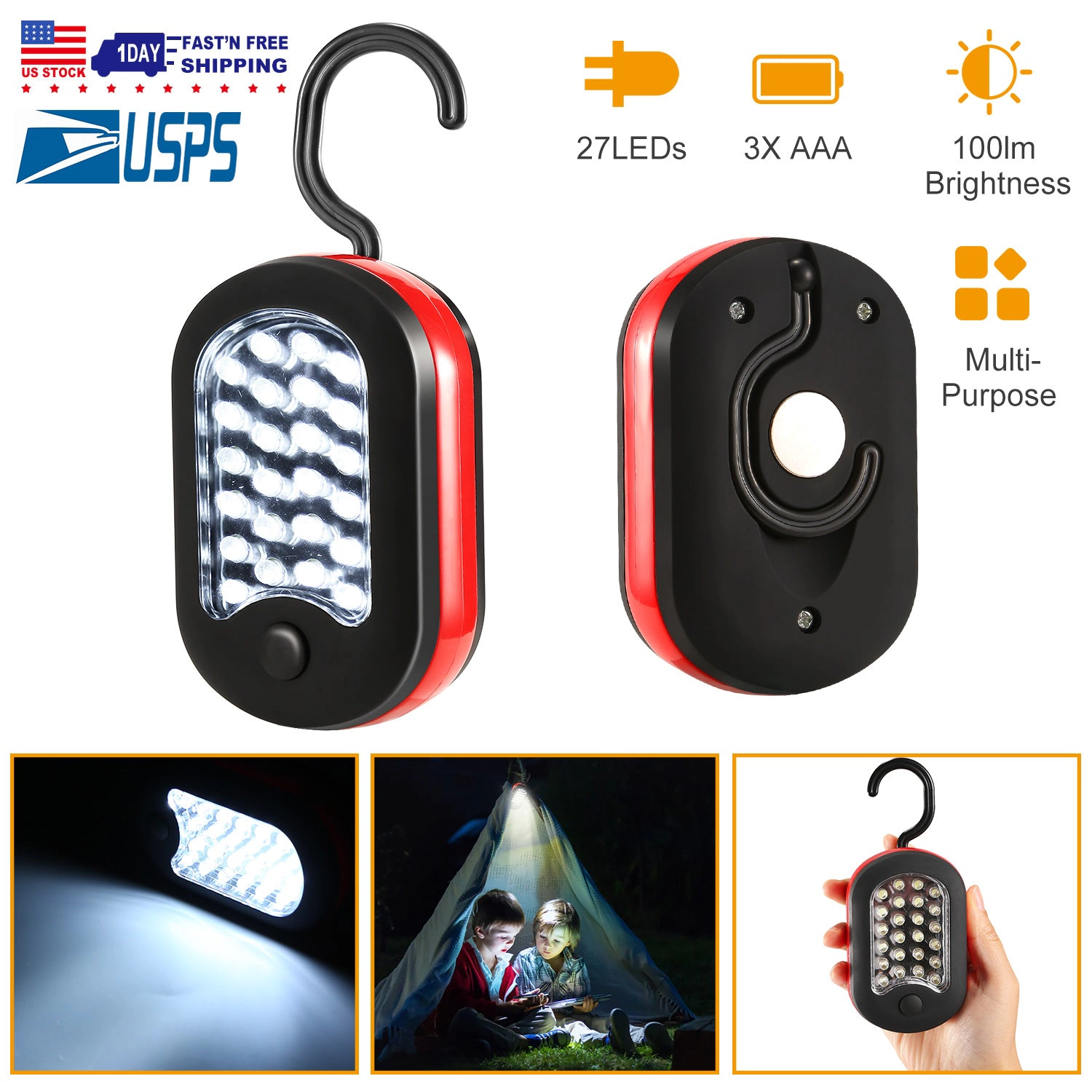 GBruno 27-LED Magnetic Work Light With Hook