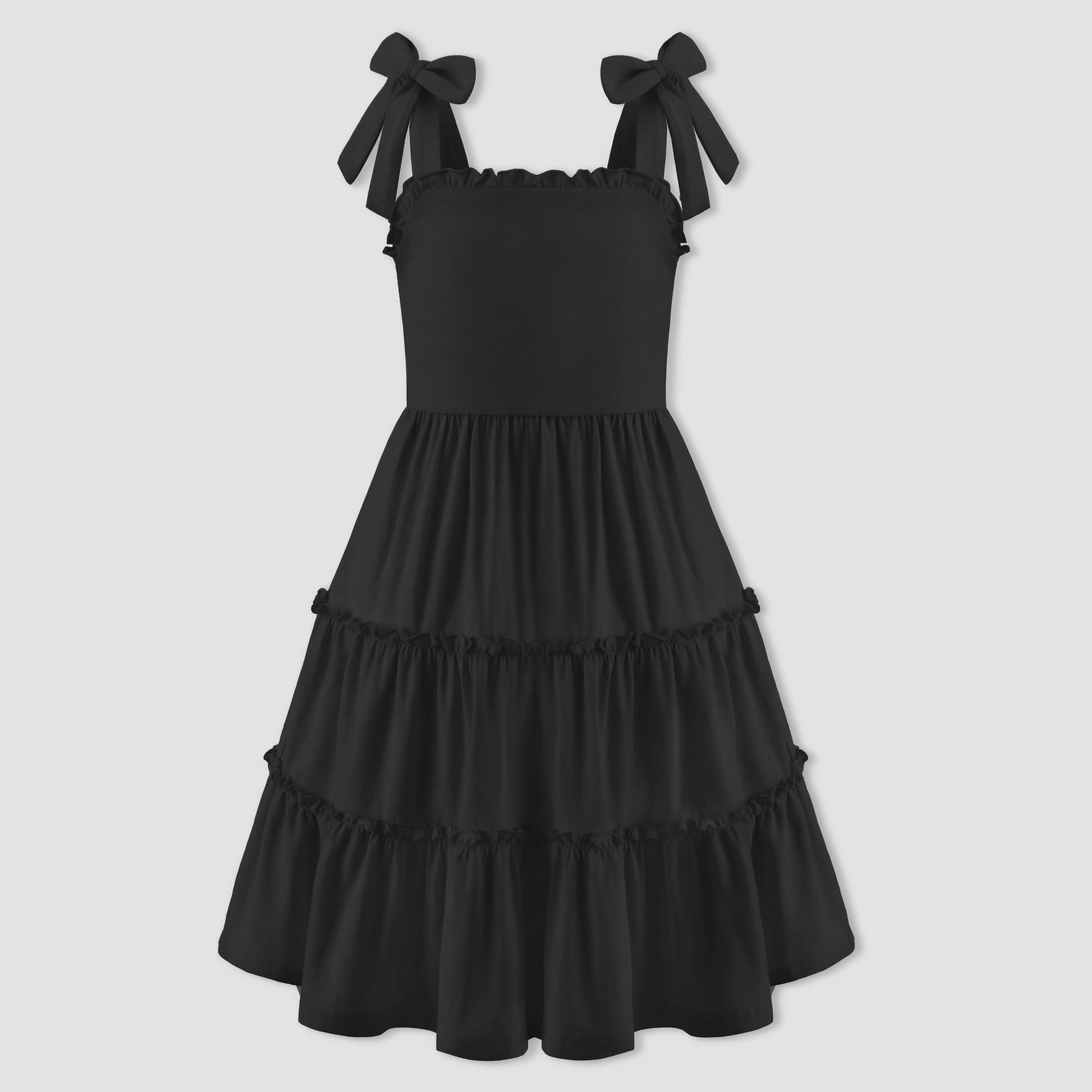 Arshiner Girls Summer Dress Boho Casual Sundress Strapless Tiered Swing Midi Dresses