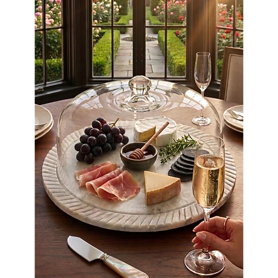 GAURI KOHLI Blinq Green Onyx Serving Board with Cloche