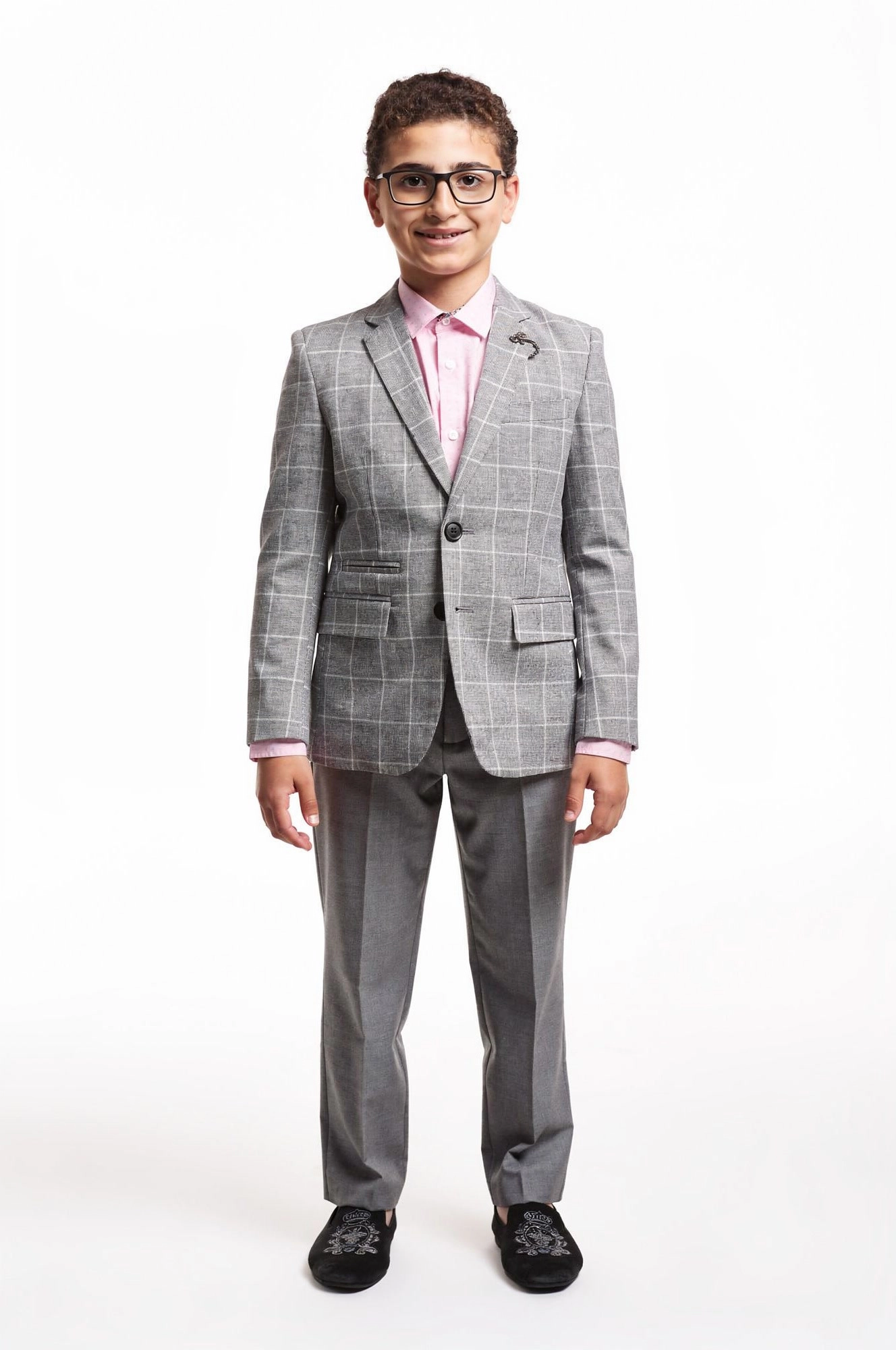 Elie Balleh Boys Slim Fit Checked Blazer