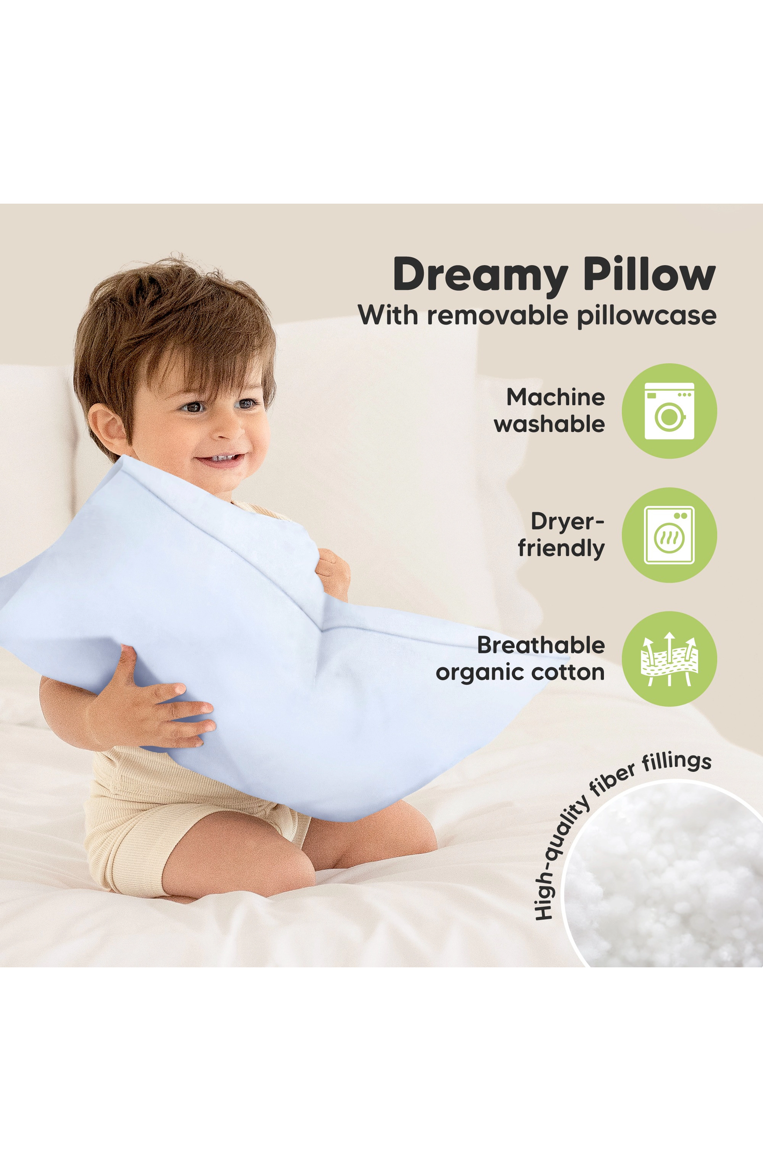 KeaBabies Toddler Pillow with Pillowcase