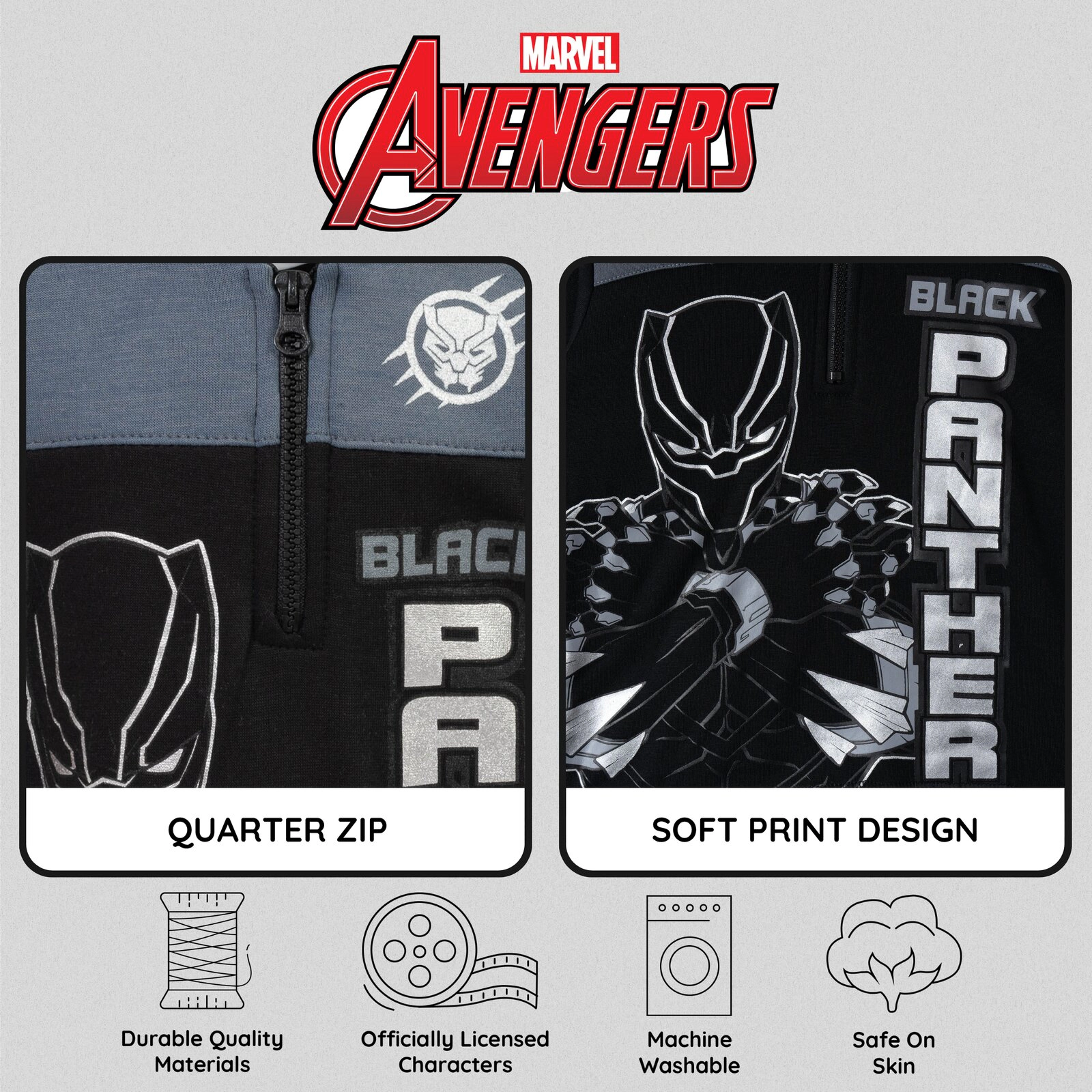 Marvel Boys' Fleece Quarter-Zip Hoodie
