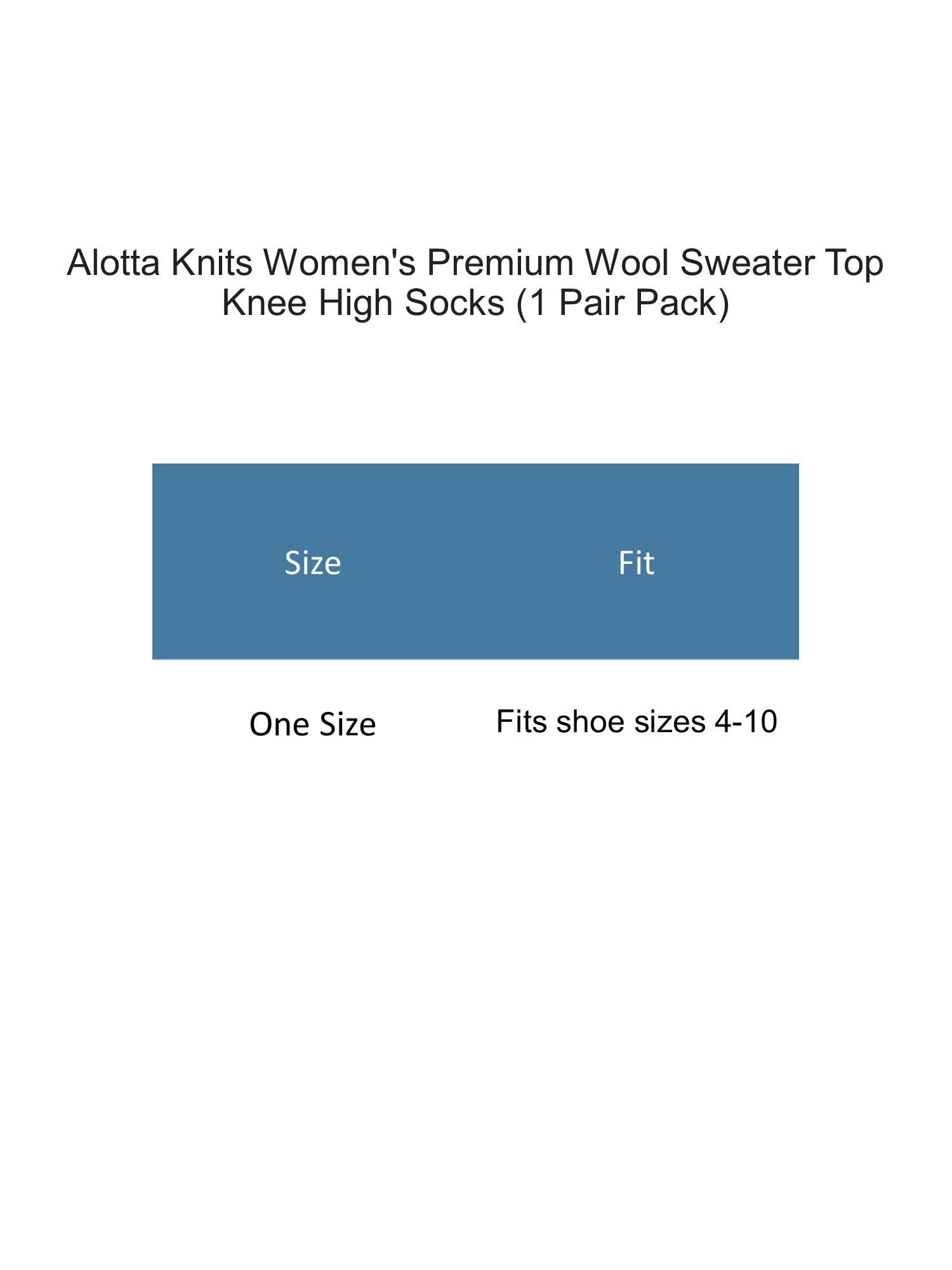 Alotta Knits Women's Premium Wool Sweater Top Knee High Socks (1 Pair Pack)