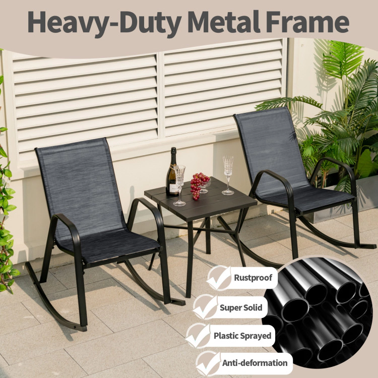 Hivvago Set Of 2 Metal Patio Rocking Chair With Breathable Seat Fabric