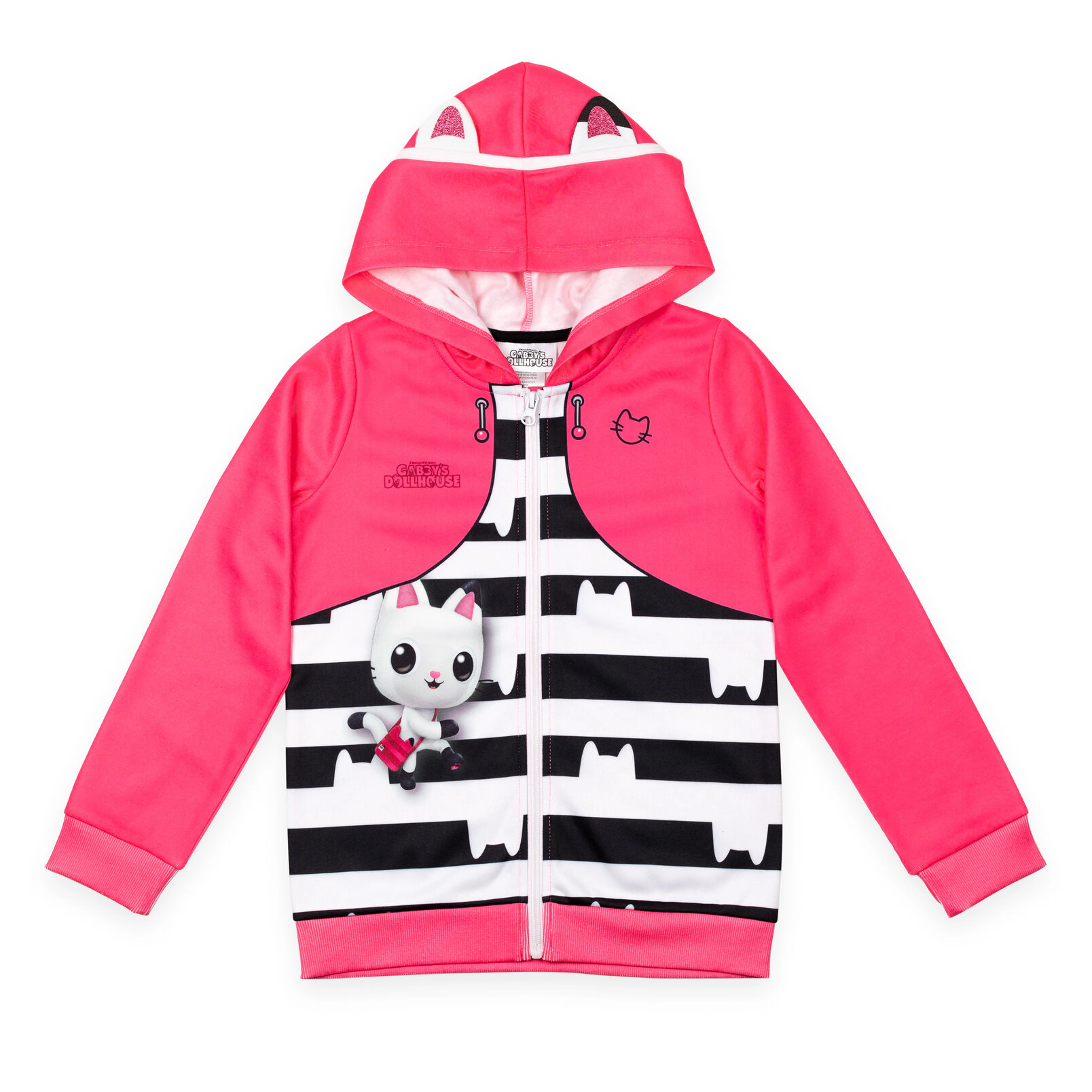 Dreamworks Gabby's Dollhouse Pandy Paws Girls' Fleece Cosplay Zip-Up Hoodie