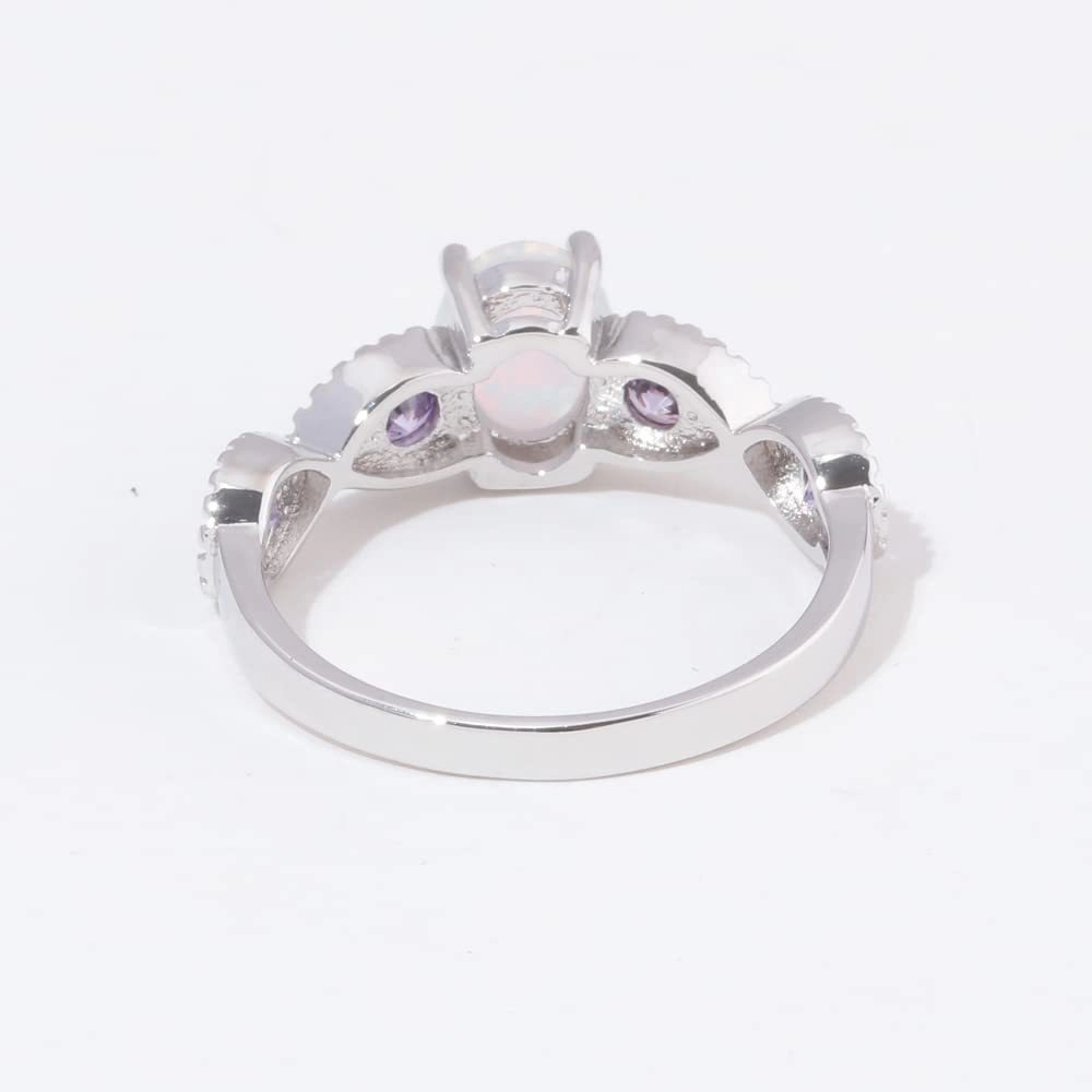18K Gold Plated Opal Ring Gemstone Engagement Anniversary Ring