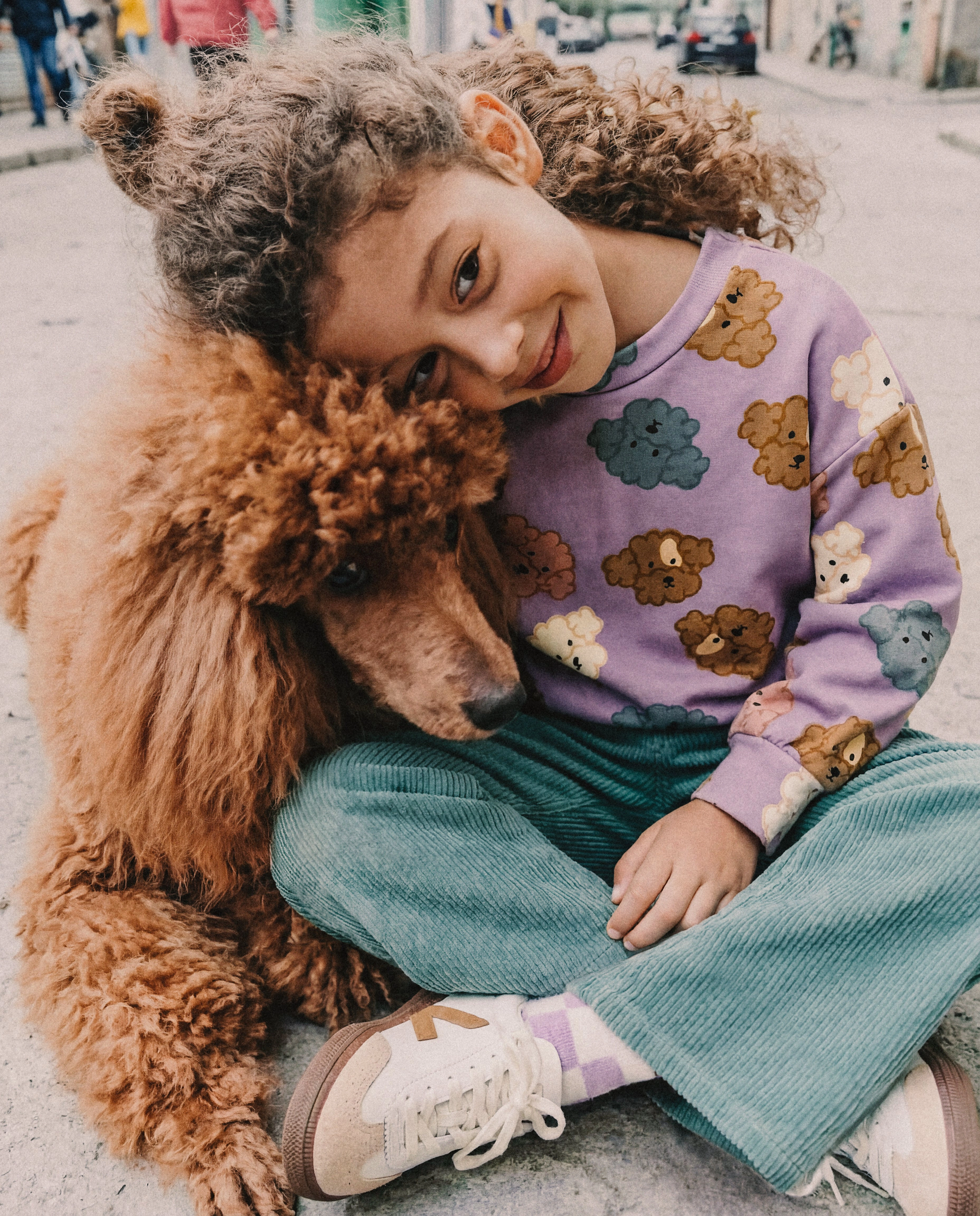 Deux par Girls Poodle Print French Terry Sweatshirt
