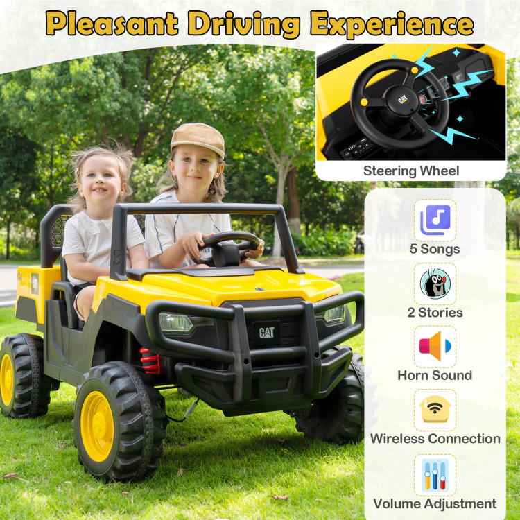 Hivvago 24V Ride On Dump Truck Licensed Caterpillar 2-Seater for Girls Boys