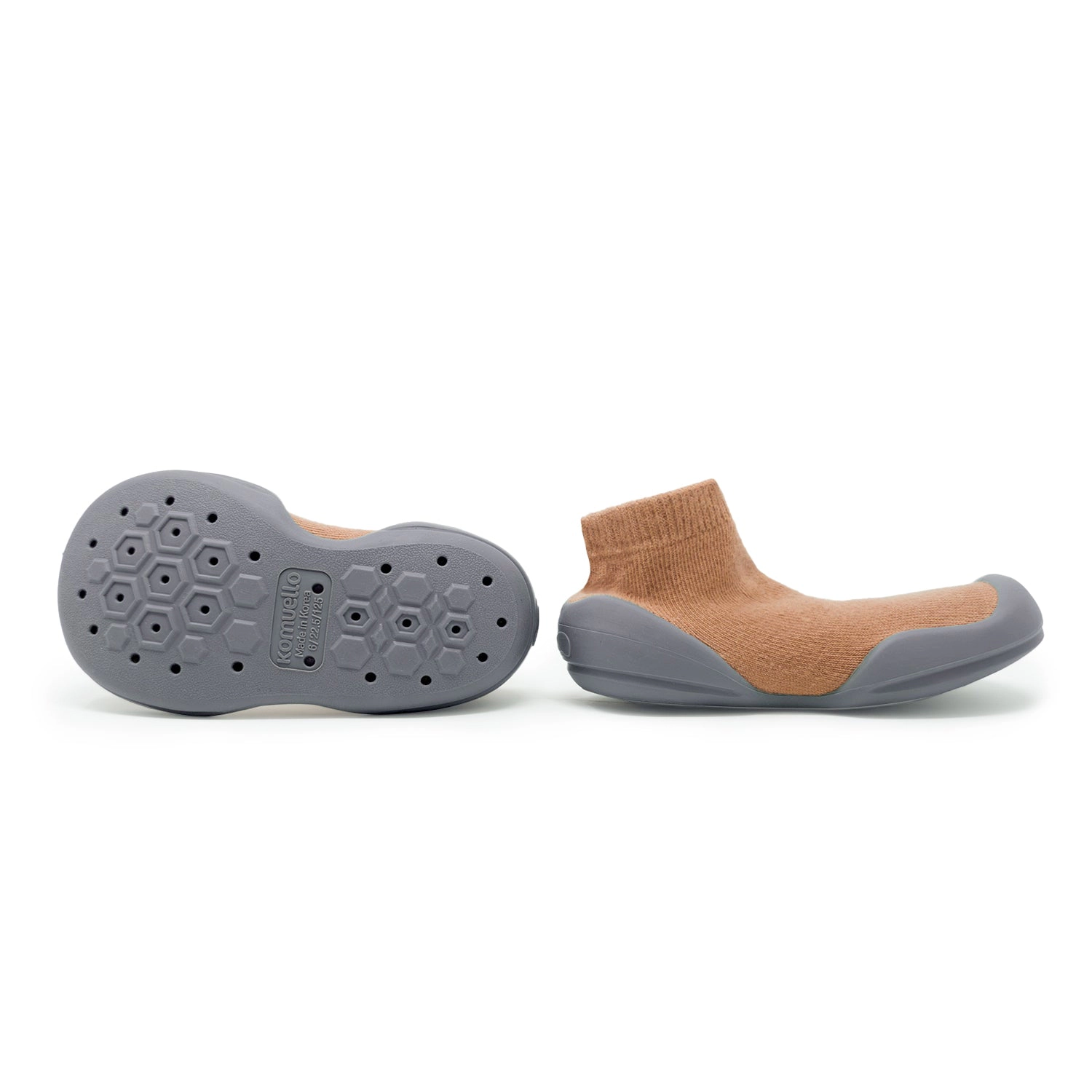 Komuello Toddler Boy First Walk Sock Shoes Lace trim - Simple Brick