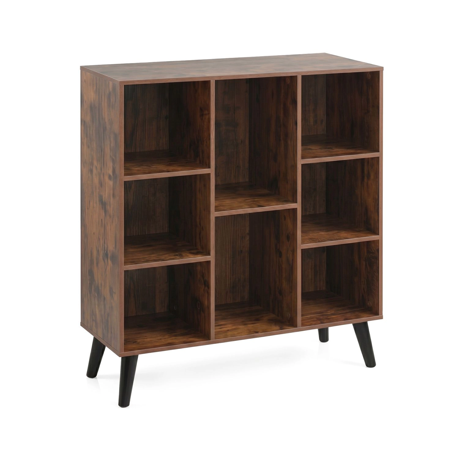 SlickBlue 8-Compartment Bookcase with Open Shelves and Display Storage