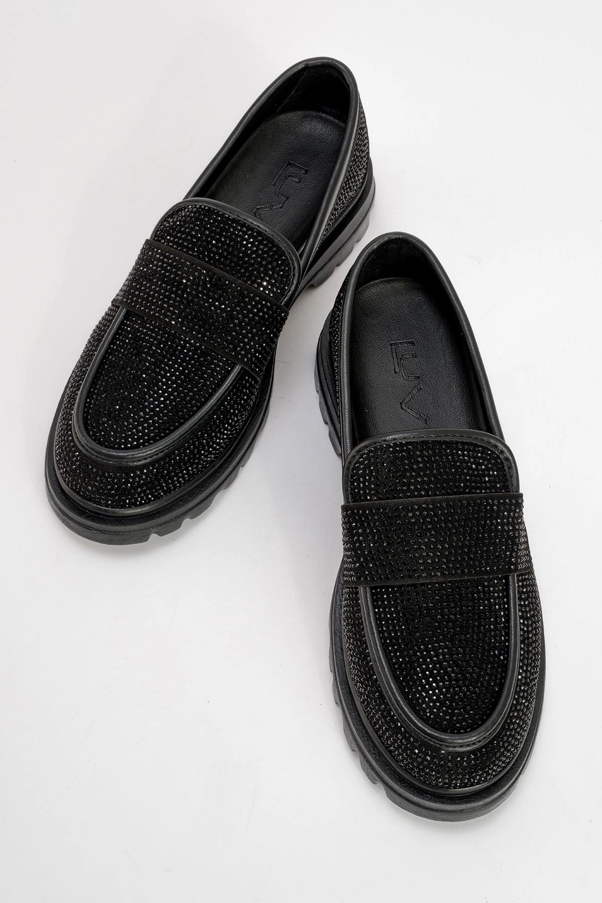Prologue Shoes Womens Babel Stone Embellished Suede Loafer