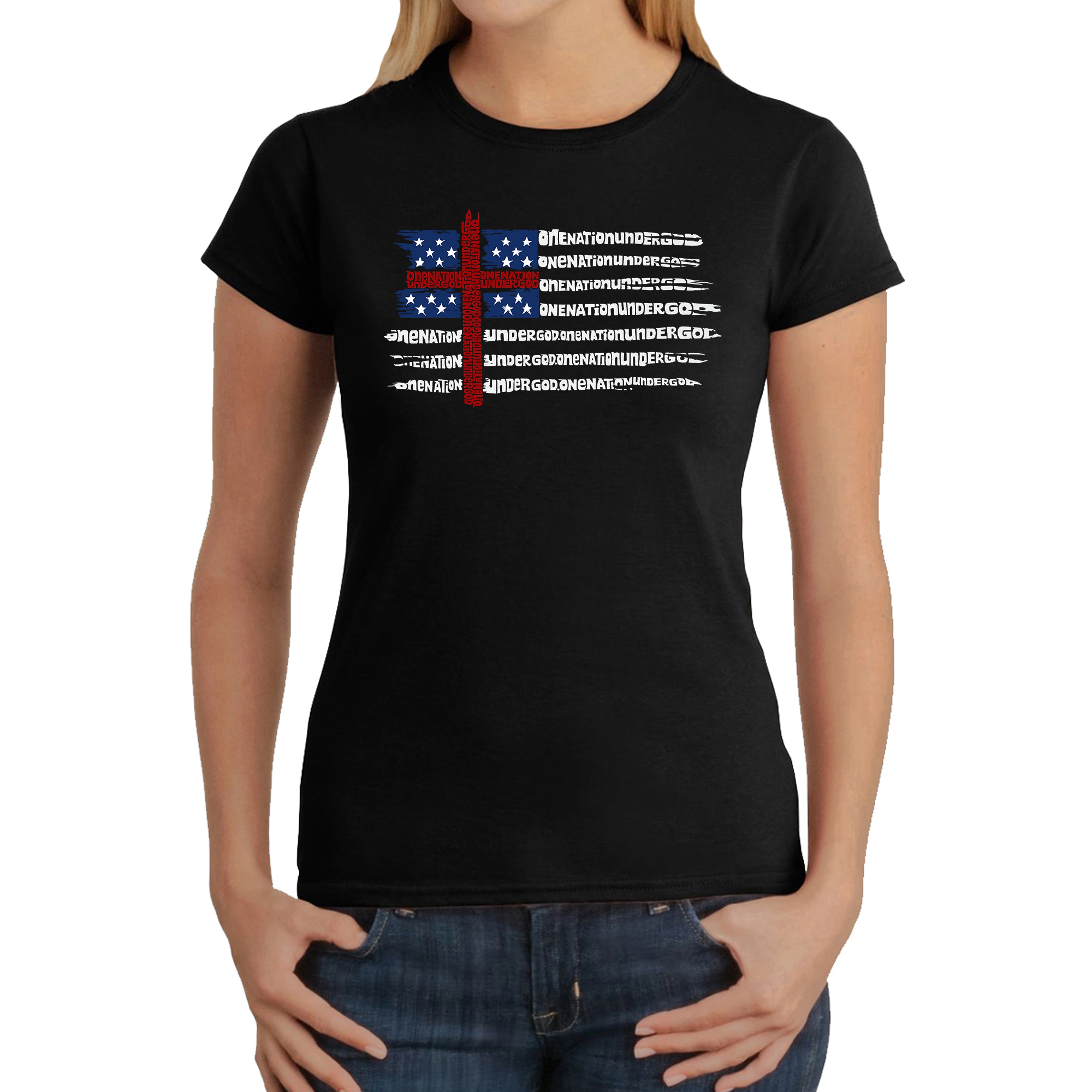 LA Pop Art Women's Word T-Shirt - One Nation Flag