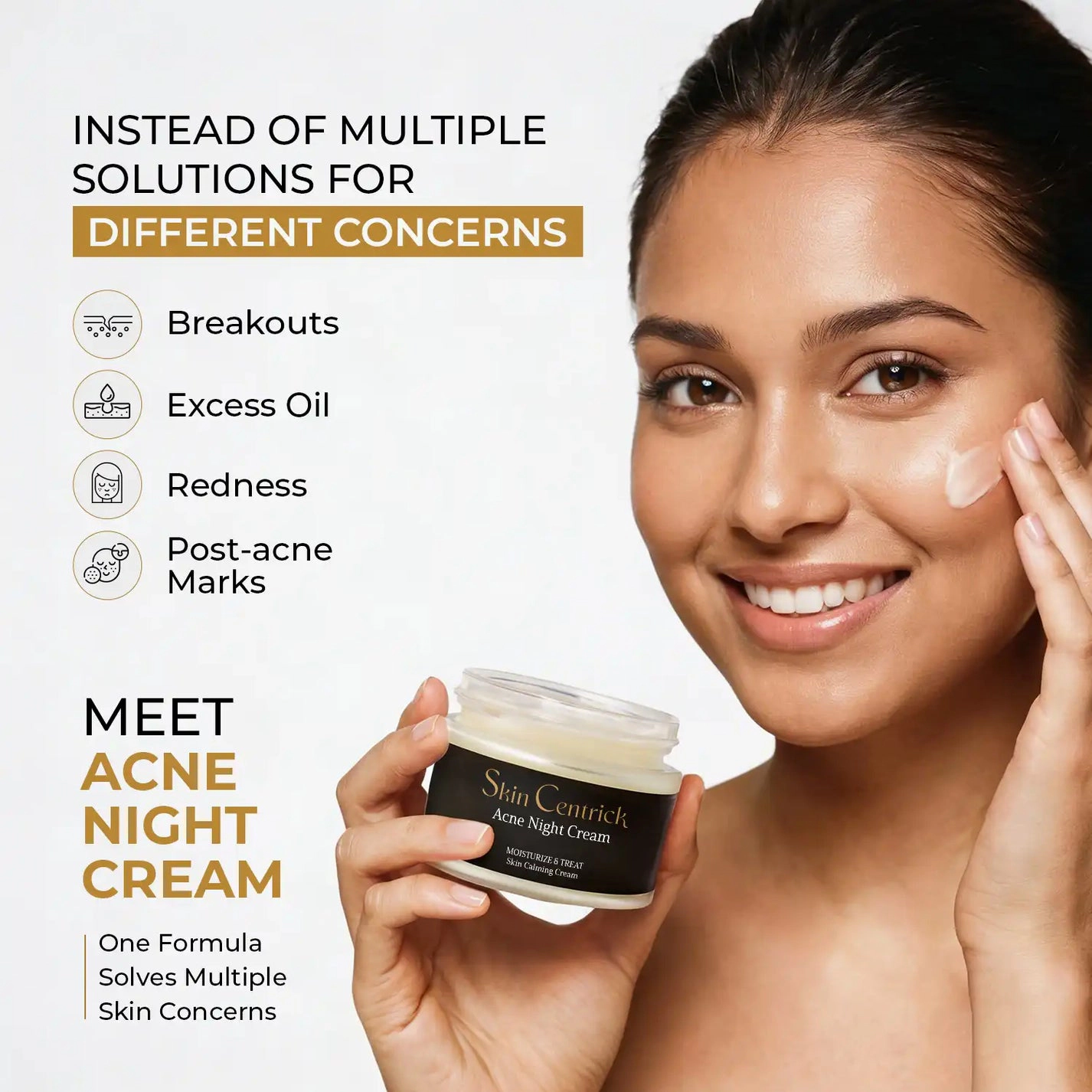 Skin Centrick Acne Night Cream - 1% Salicylic Acid & Tea Tree Oil
