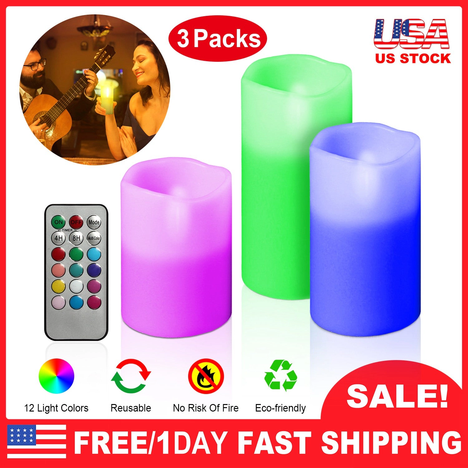 GBruno LED Flameless Candles With Remote Control