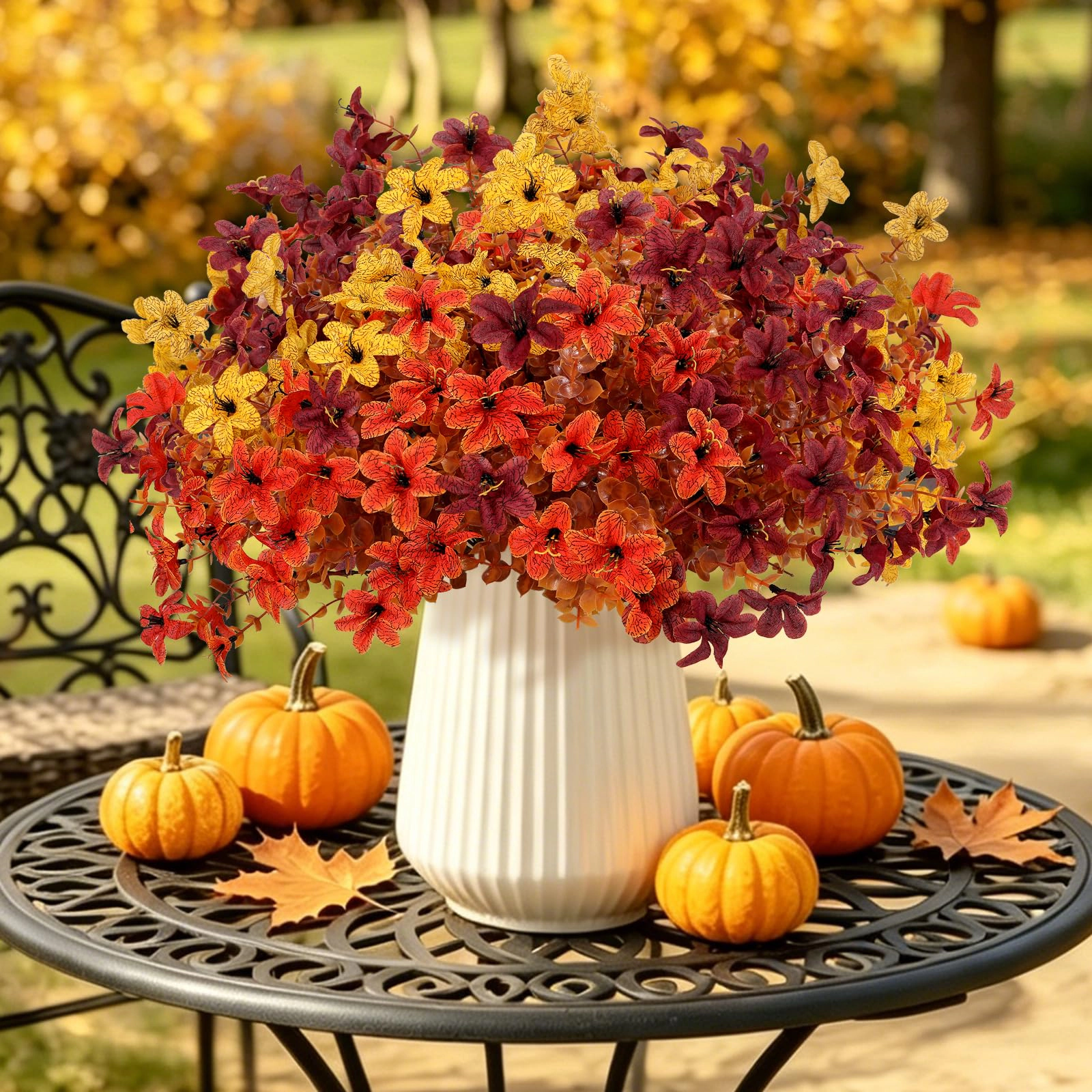 PUPWE Artificial Flowers For Outdoors  Purple White And Rose Red