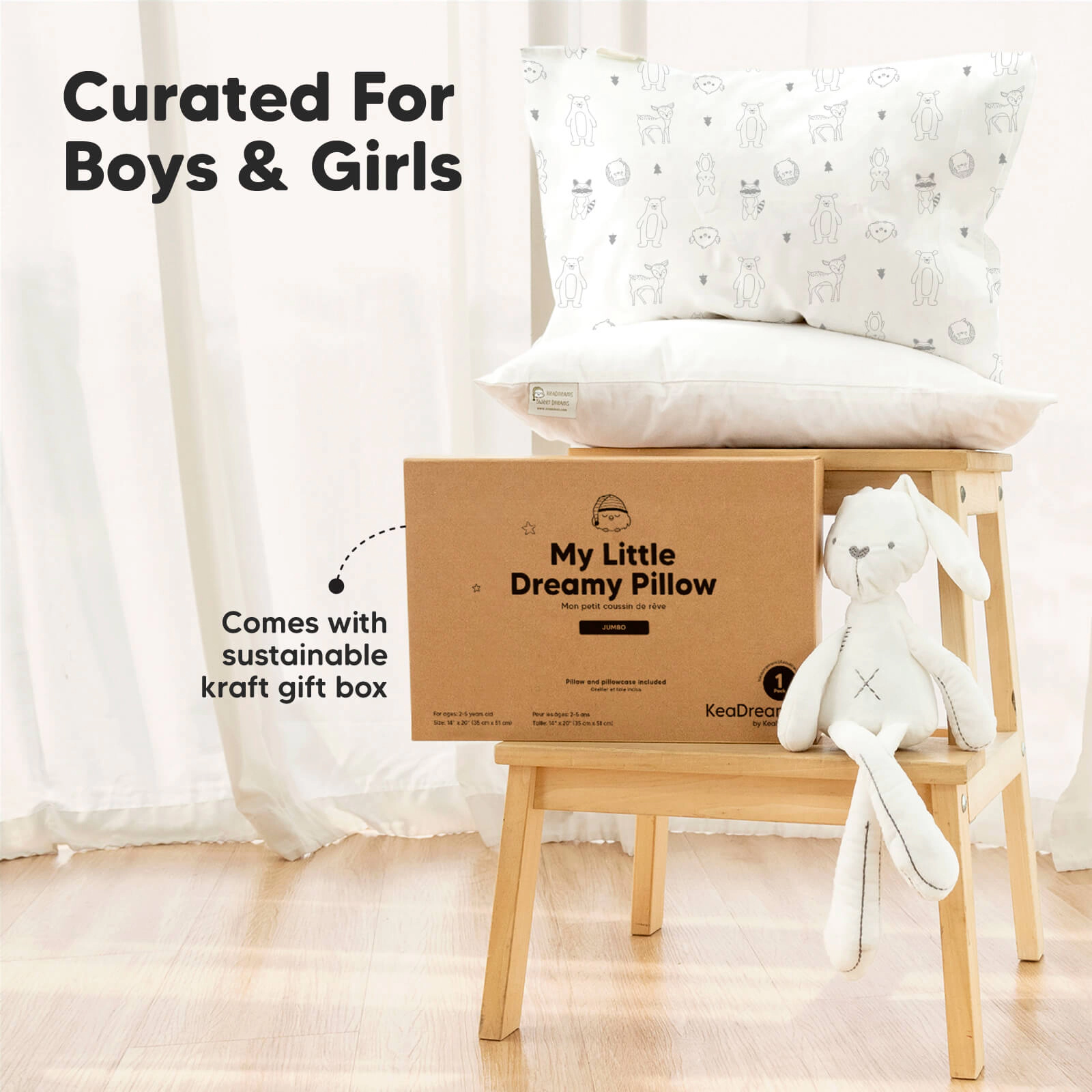 KeaBabies Jumbo Toddler Pillow with Pillowcase
