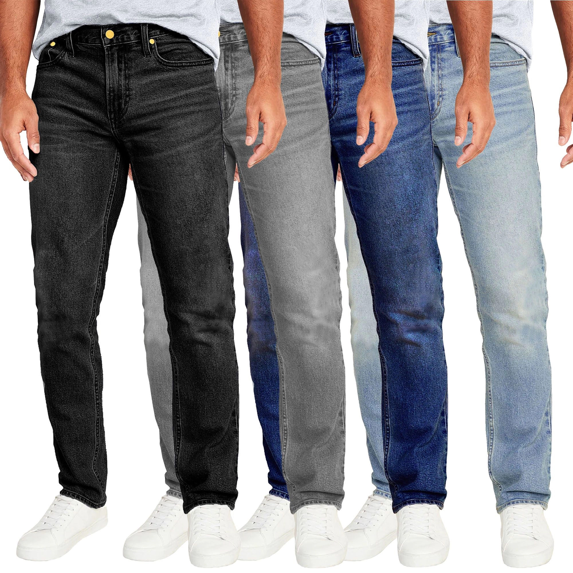 Men's 2-Pack Flex Stretch Slim Straight Jeans with 5 Pocket (Sizes, 30-42)