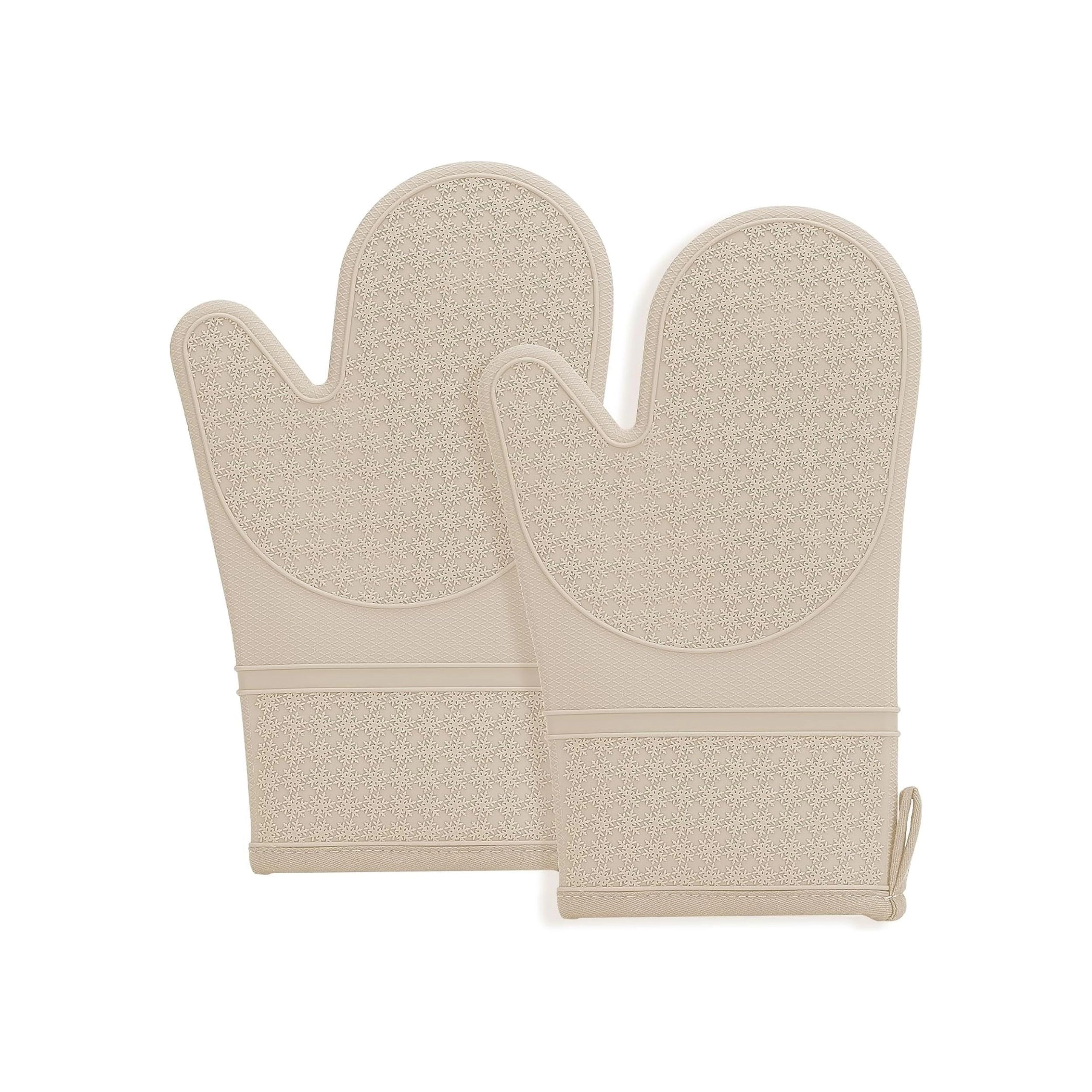 Stock Preferred Pack of 2 Silicone Heat Resistant Oven Mitts with Cotton Lining 11.6 Inch