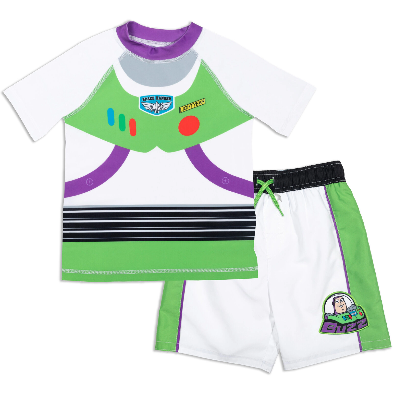 Disney Toy Story Boys' Short Sleeve Rash Guard and Swim Trunks Set