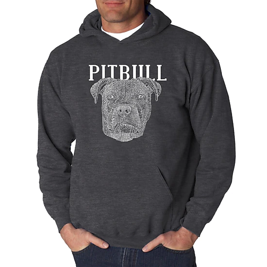 LA Pop Art Pitbull Face - Men's Word Art Hooded Sweatshirt
