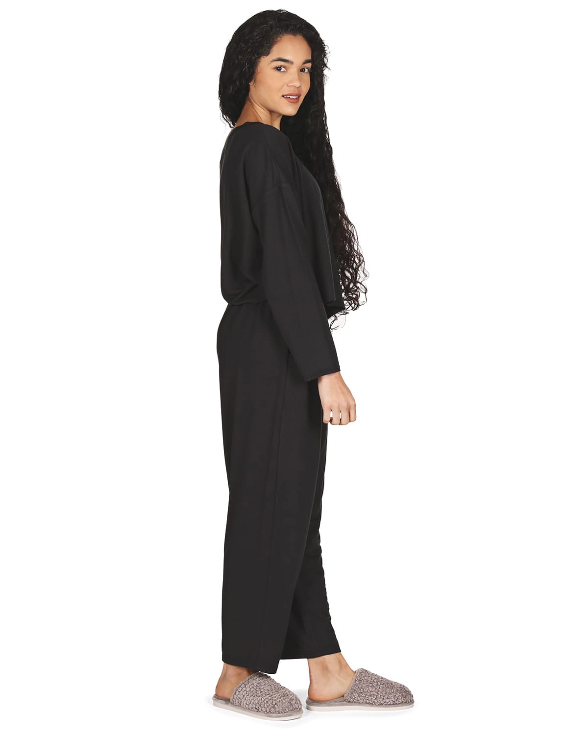 MeMoi Women's Raw Edge Long Sleeve Shirt and Jogger Pants Set