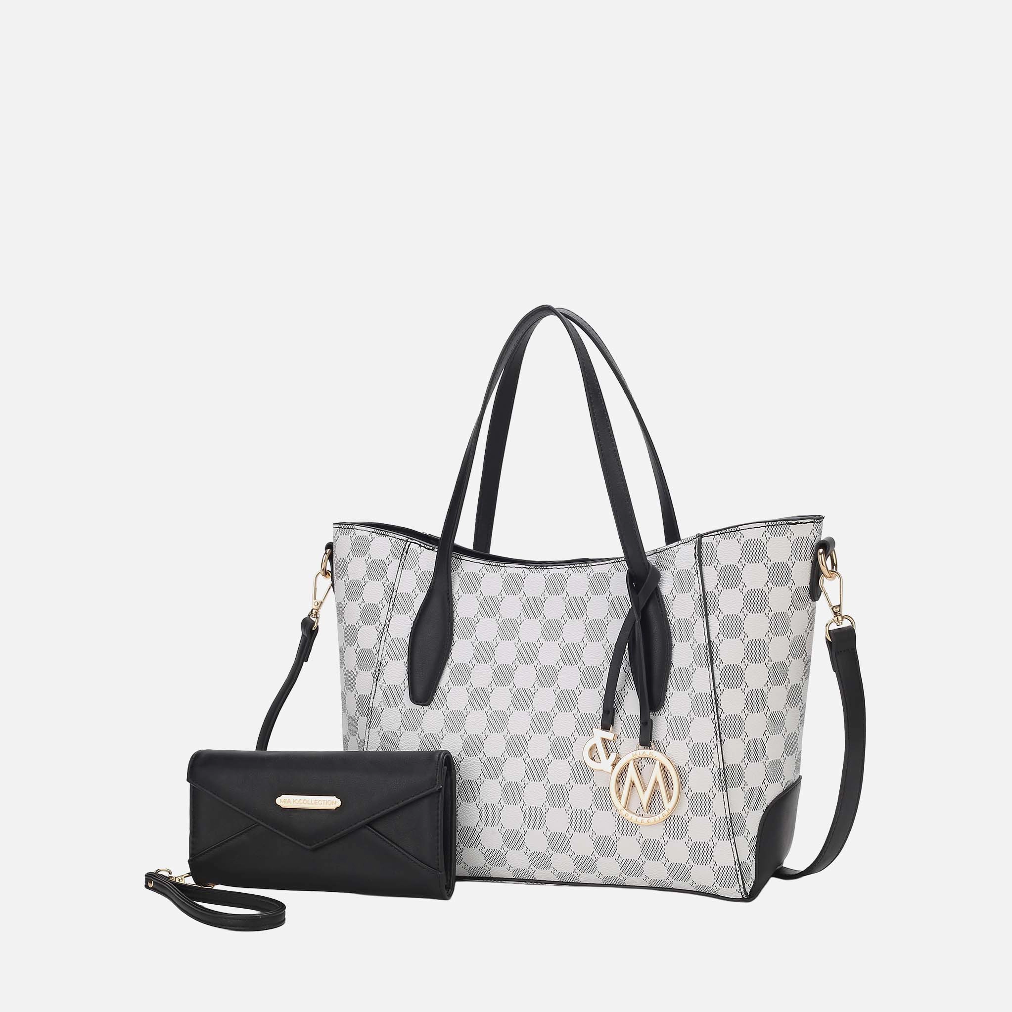 Mia K Collection Gianna Faux Leather Tote Handbag and Matching Wallet