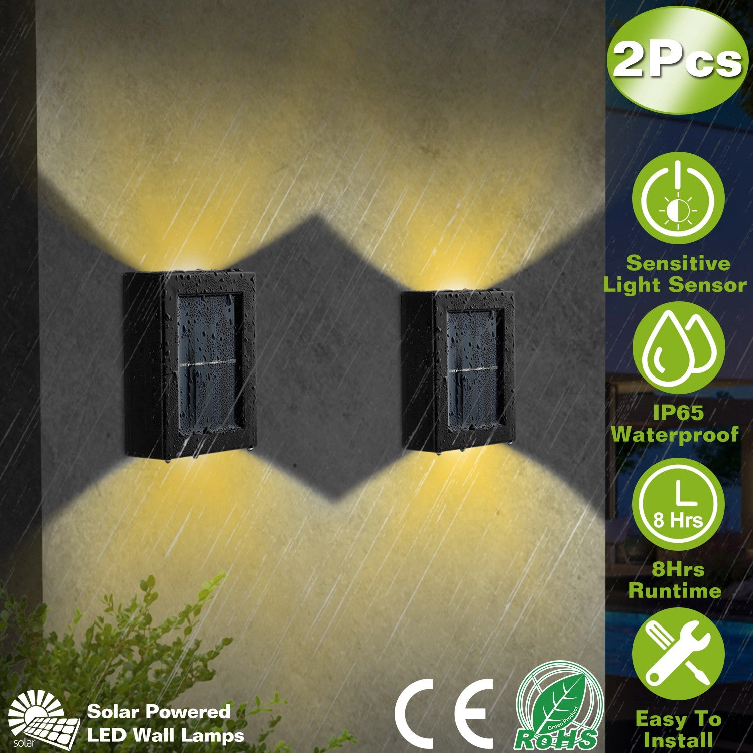 GBruno Solar 2-LED Deck Lights Outdoor Waterproof