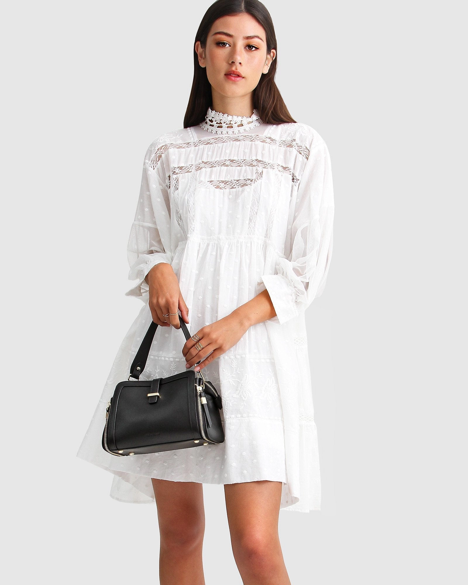 Belle & Bloom Womens Unforgettable Oversized Lace Mini Dress